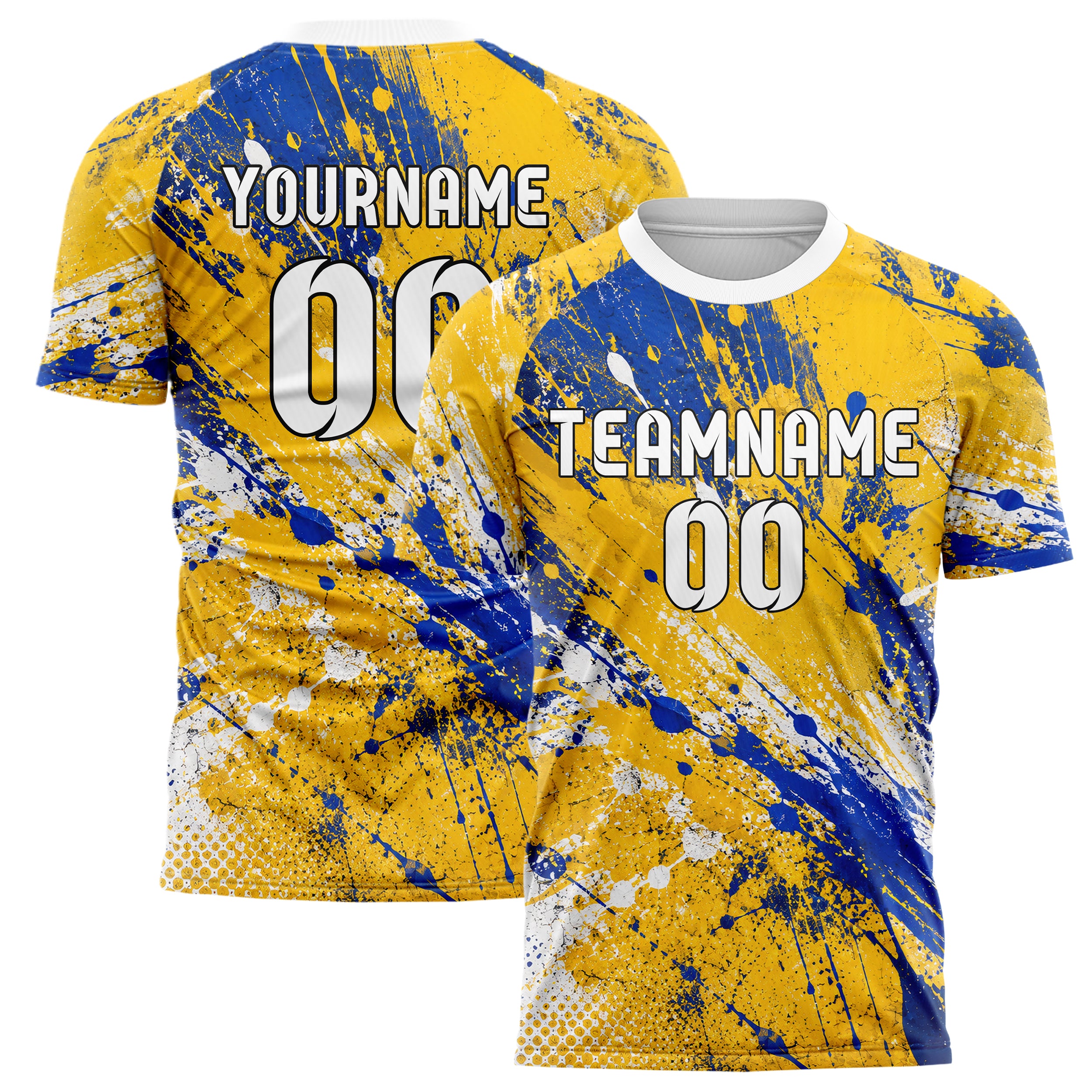 Gold klassisches Graffiti Center Burst Splatter Design 03-0351 individuelles Fußballtrikot main