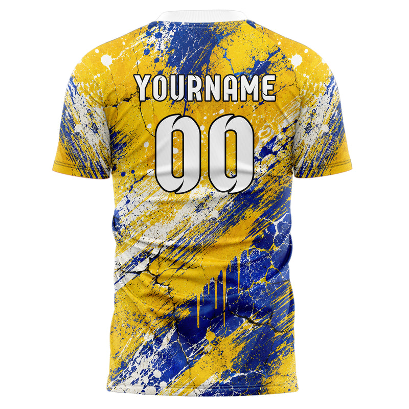 Gold klassisches Graffiti Cracked Texture Design 03-0042 individuelles Fußballtrikot back