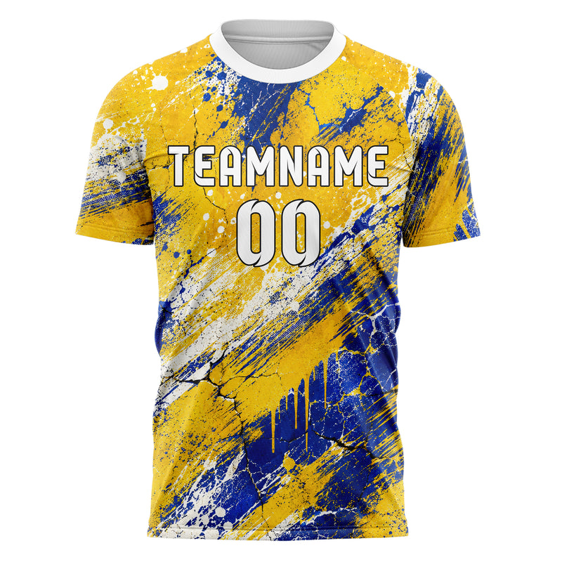 Gold klassisches Graffiti Cracked Texture Design 03-0042 individuelles Fußballtrikot front