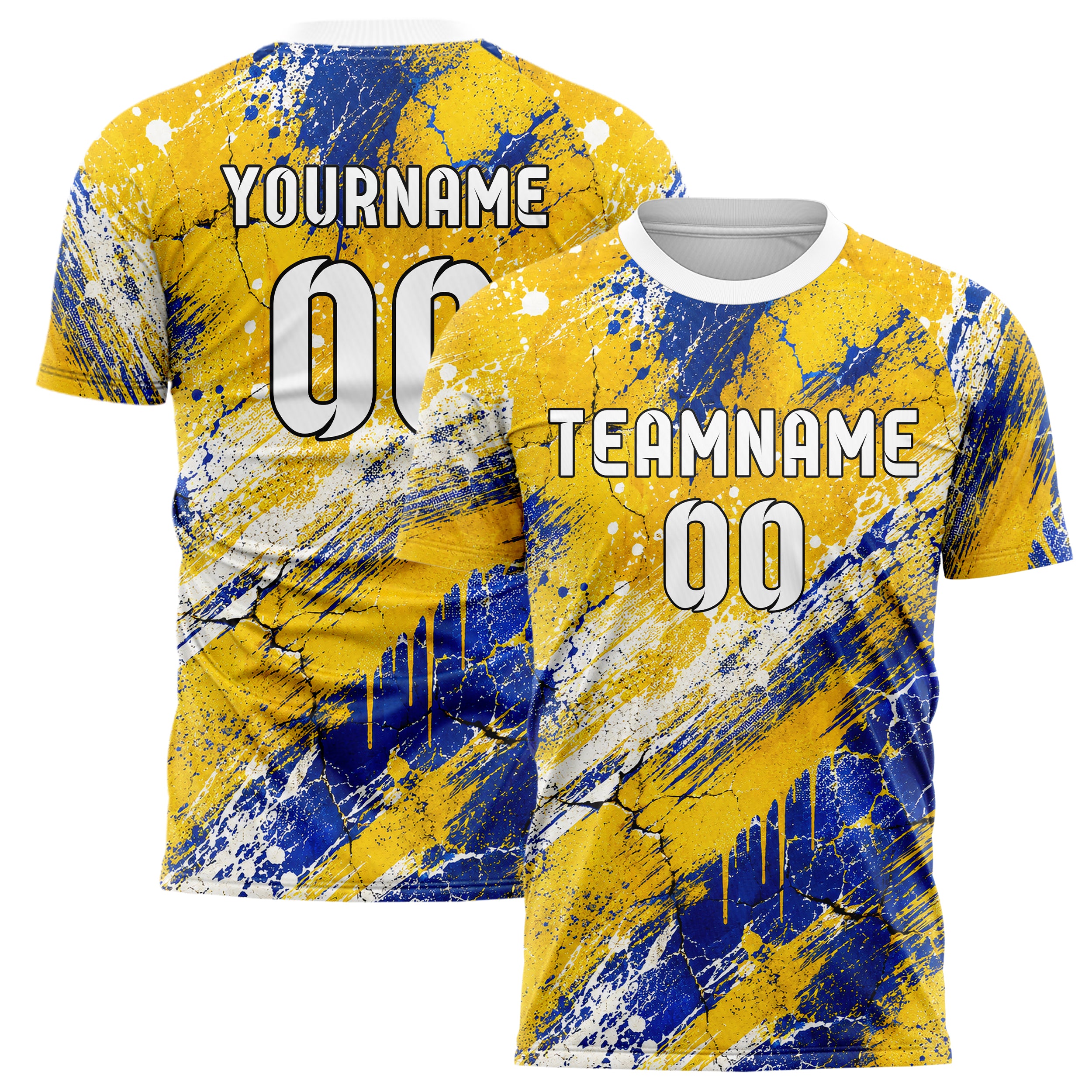 Gold klassisches Graffiti Cracked Texture Design 03-0042 individuelles Fußballtrikot main