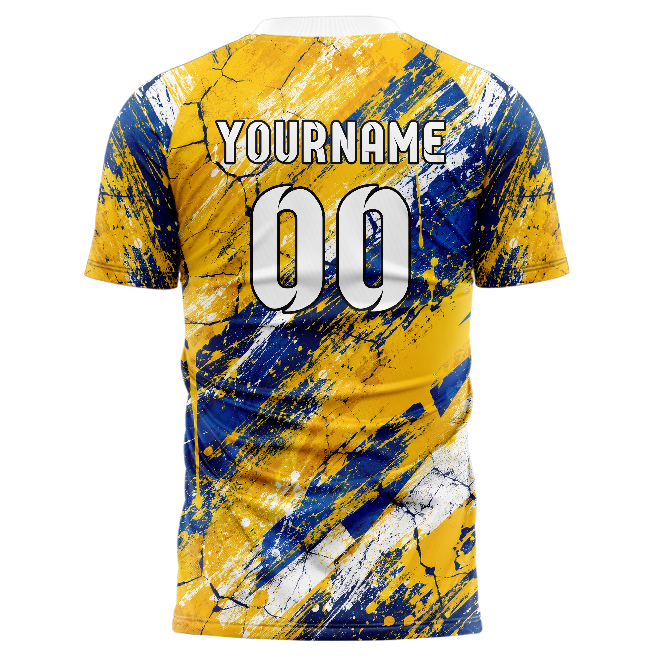 Gold klassisches Graffiti Cracked Texture Design 03-0138 individuelles Fußballtrikot back