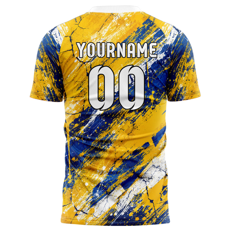 Gold klassisches Graffiti Cracked Texture Design 03-0138 individuelles Fußballtrikot back