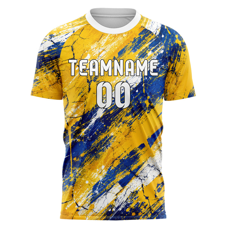Gold klassisches Graffiti Cracked Texture Design 03-0138 individuelles Fußballtrikot front