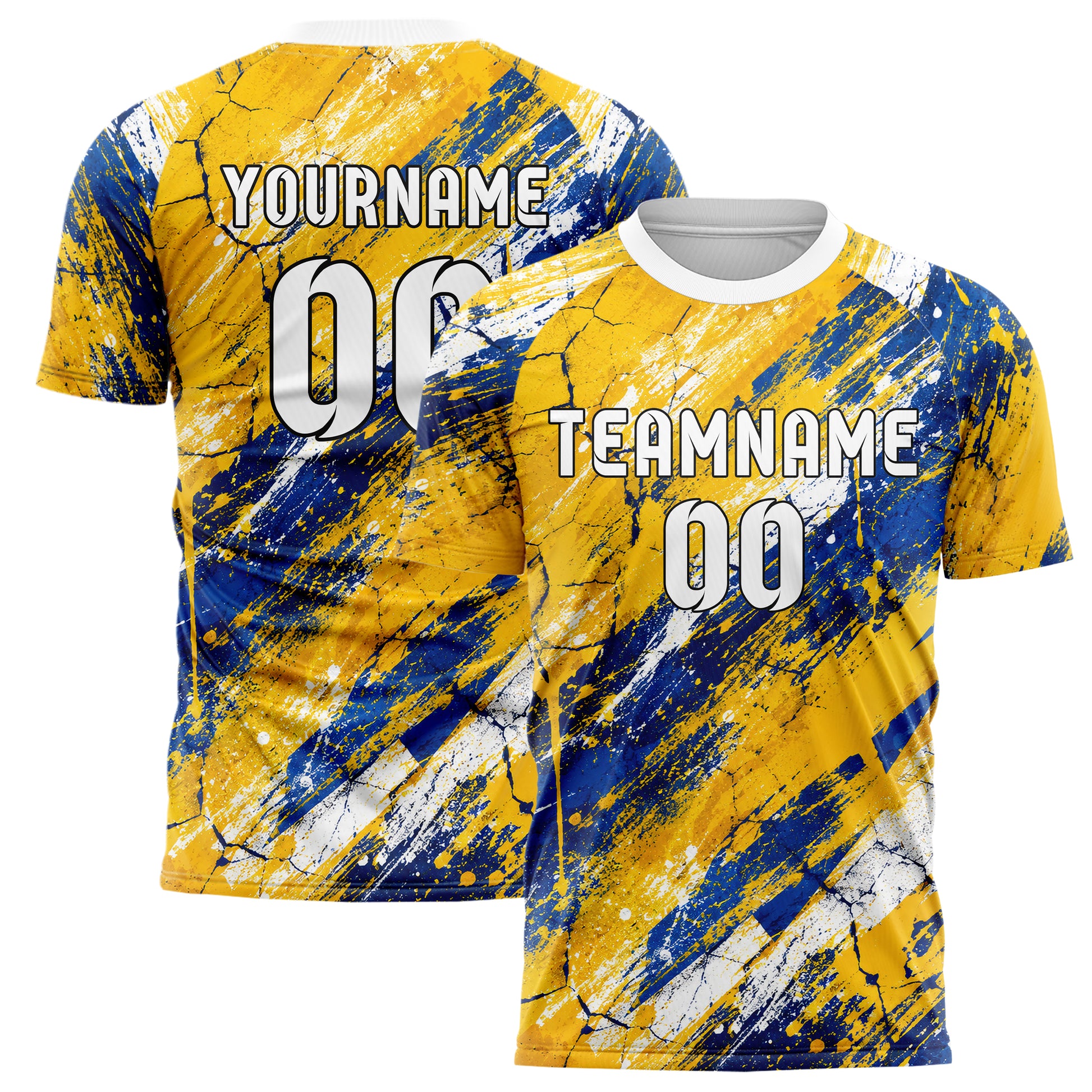 Gold klassisches Graffiti Cracked Texture Design 03-0138 individuelles Fußballtrikot main