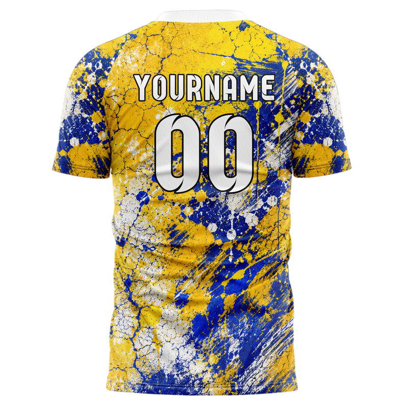 Gold klassisches Graffiti Cracked Texture Design 03-0234 individuelles Fußballtrikot back