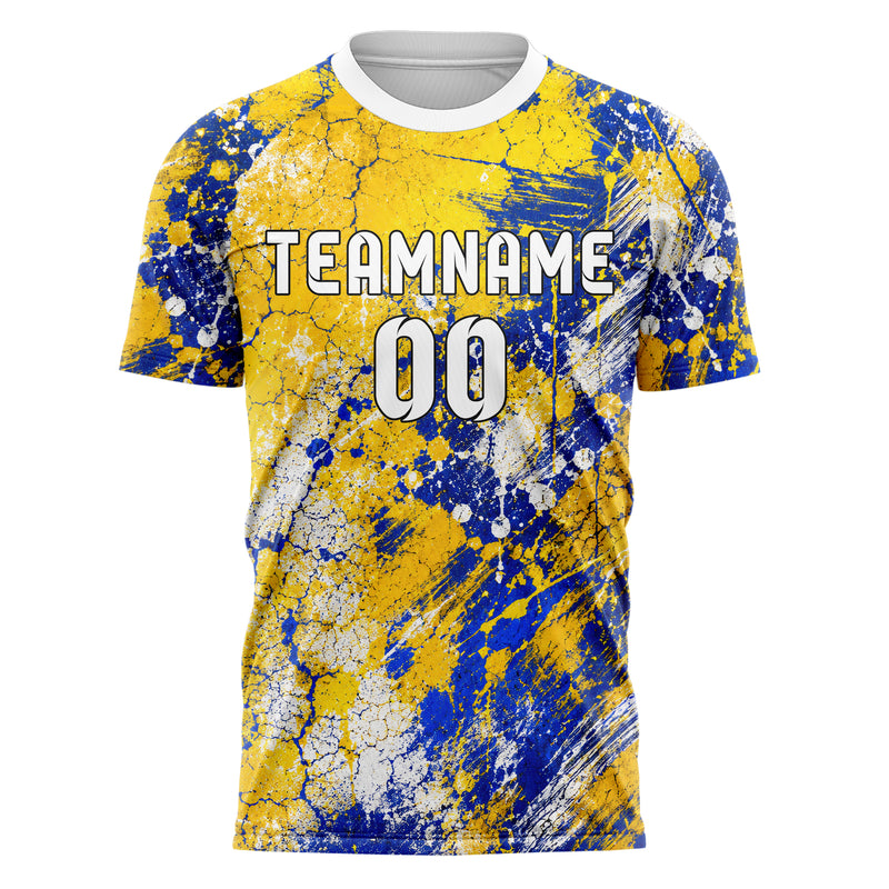 Gold klassisches Graffiti Cracked Texture Design 03-0234 individuelles Fußballtrikot front