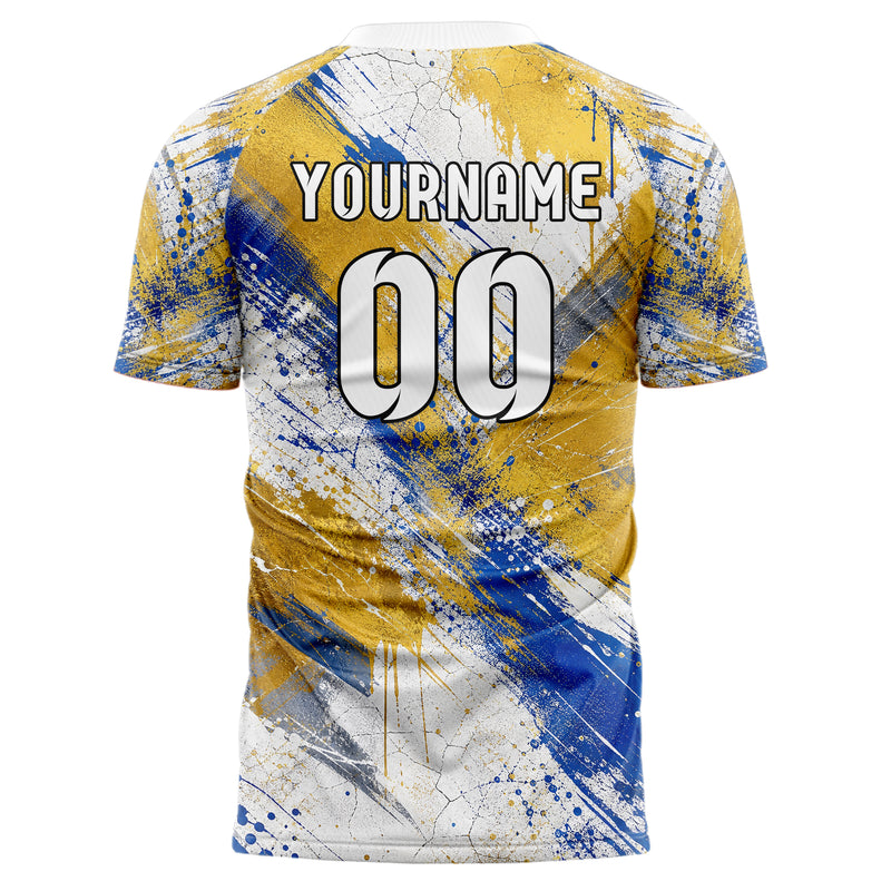 Gold klassisches Graffiti diagonal Paint Flow Design 03-0003 individuelles Fußballtrikot back