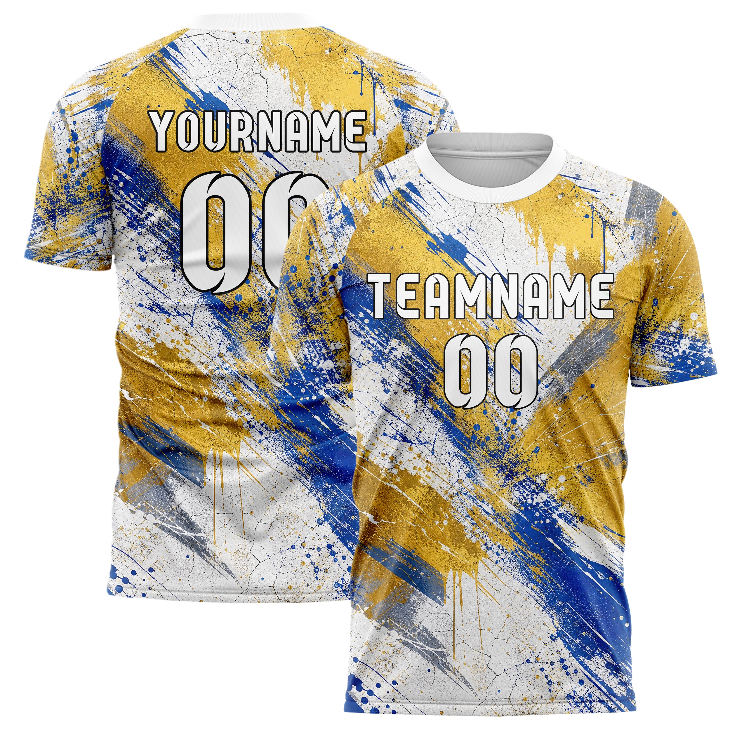Gold klassisches Graffiti diagonal Paint Flow Design 03-0003 individuelles Fußballtrikot main