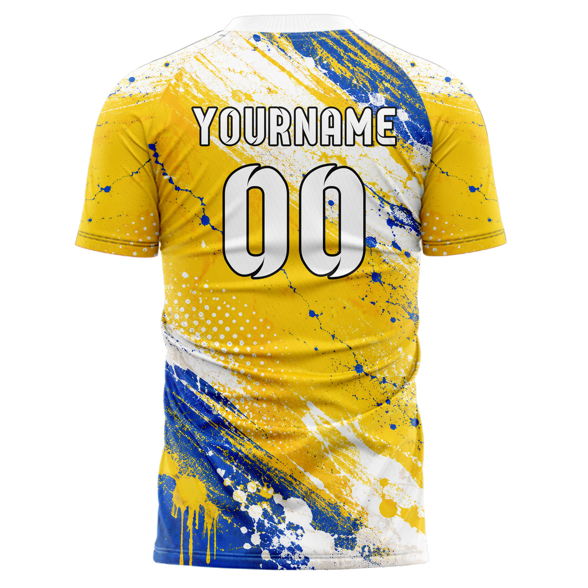 Gold klassisches Graffiti diagonal Paint Flow Design 03-0123 individuelles Fußballtrikot back