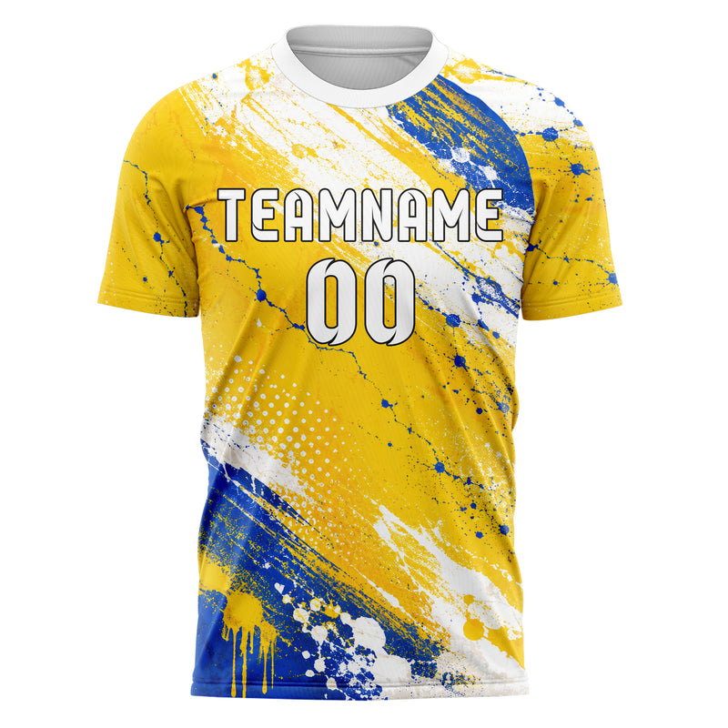 Gold klassisches Graffiti diagonal Paint Flow Design 03-0123 individuelles Fußballtrikot front