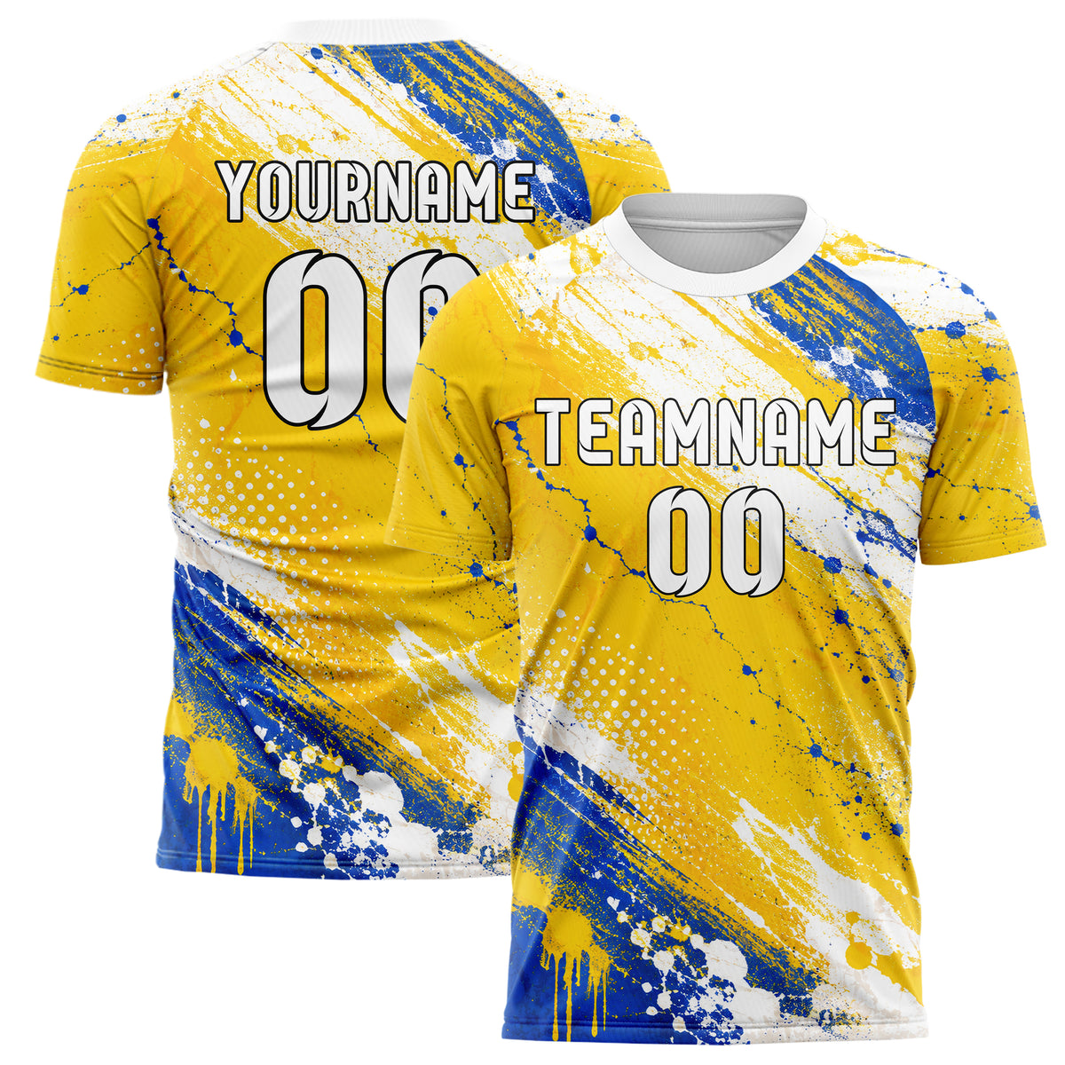 Gold klassisches Graffiti diagonal Paint Flow Design 03-0123 individuelles Fußballtrikot main