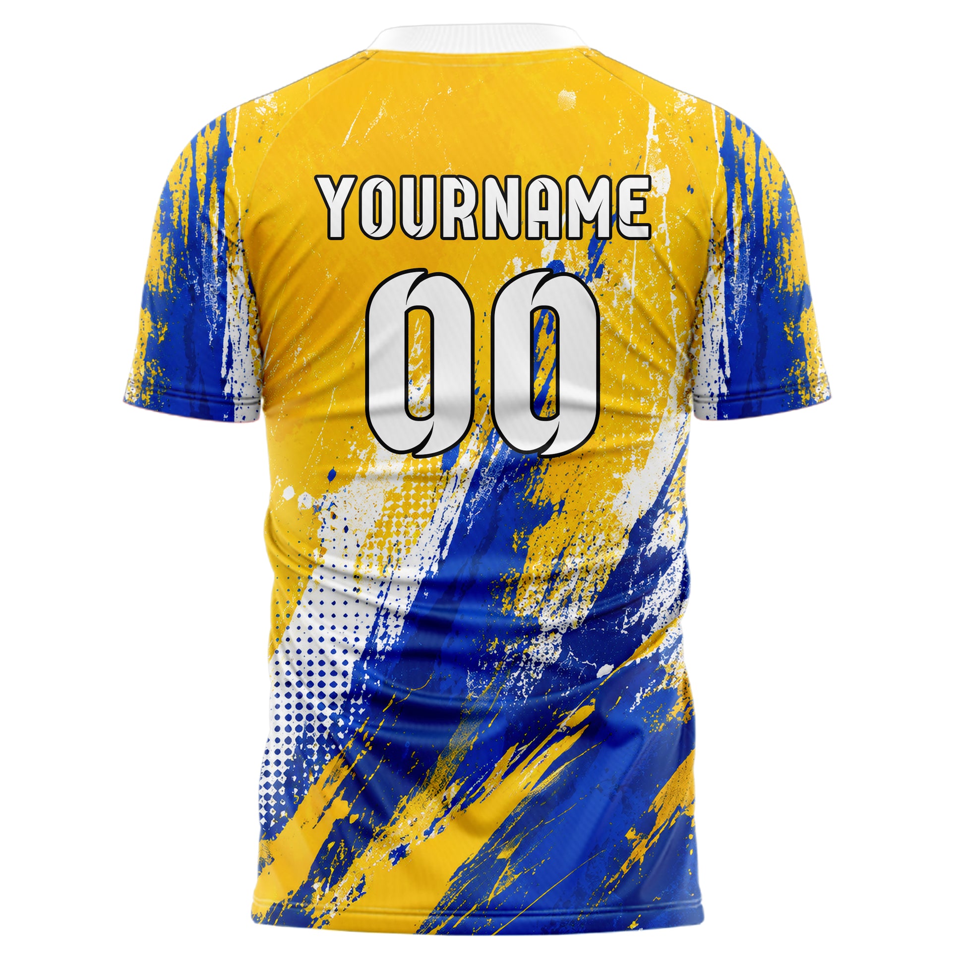 Gold klassisches Graffiti diagonal Paint Flow Design 03-0267 individuelles Fußballtrikot back