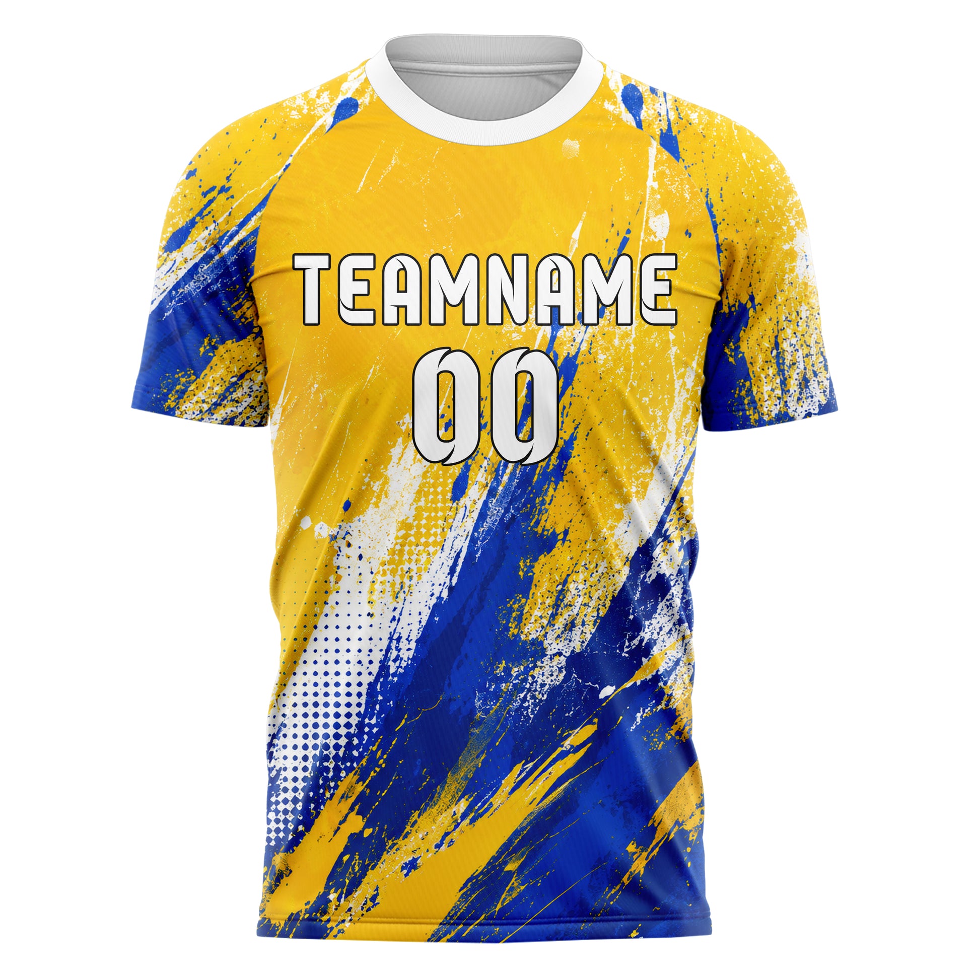 Gold klassisches Graffiti diagonal Paint Flow Design 03-0267 individuelles Fußballtrikot front