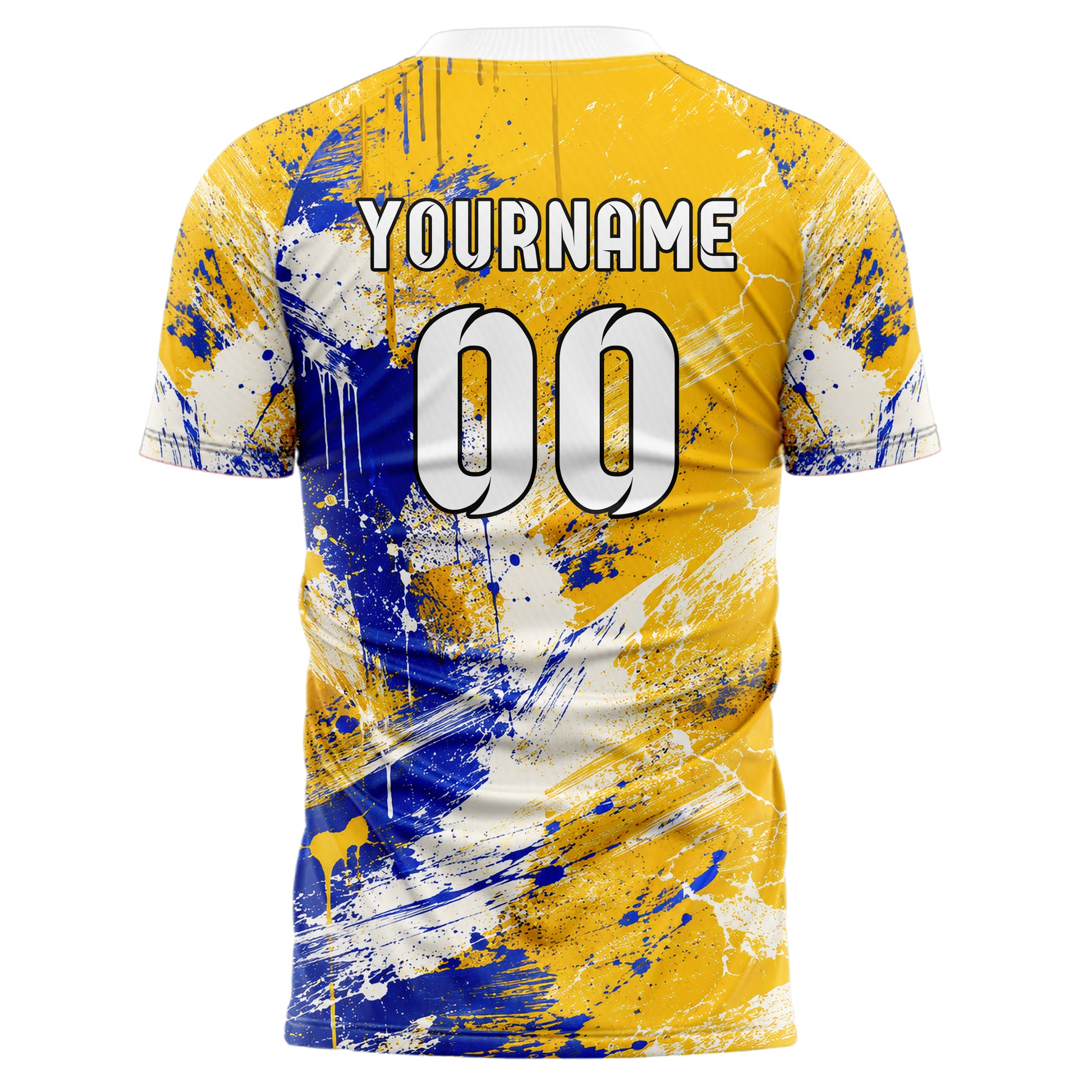 Gold klassisches Graffiti Grunge Smear Design 03-0129 individuelles Fußballtrikot back