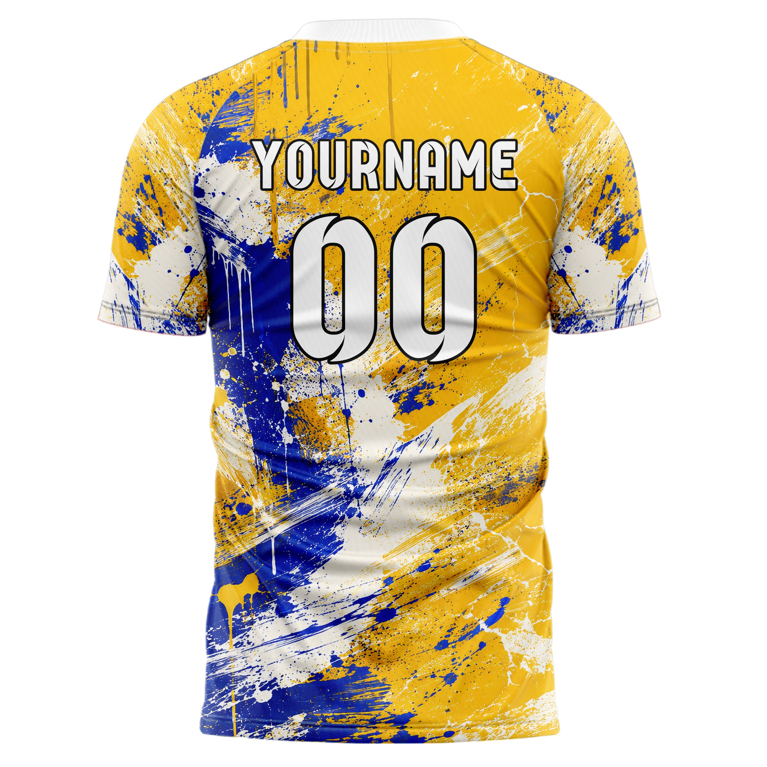 Gold klassisches Graffiti Grunge Smear Design 03-0129 individuelles Fußballtrikot back