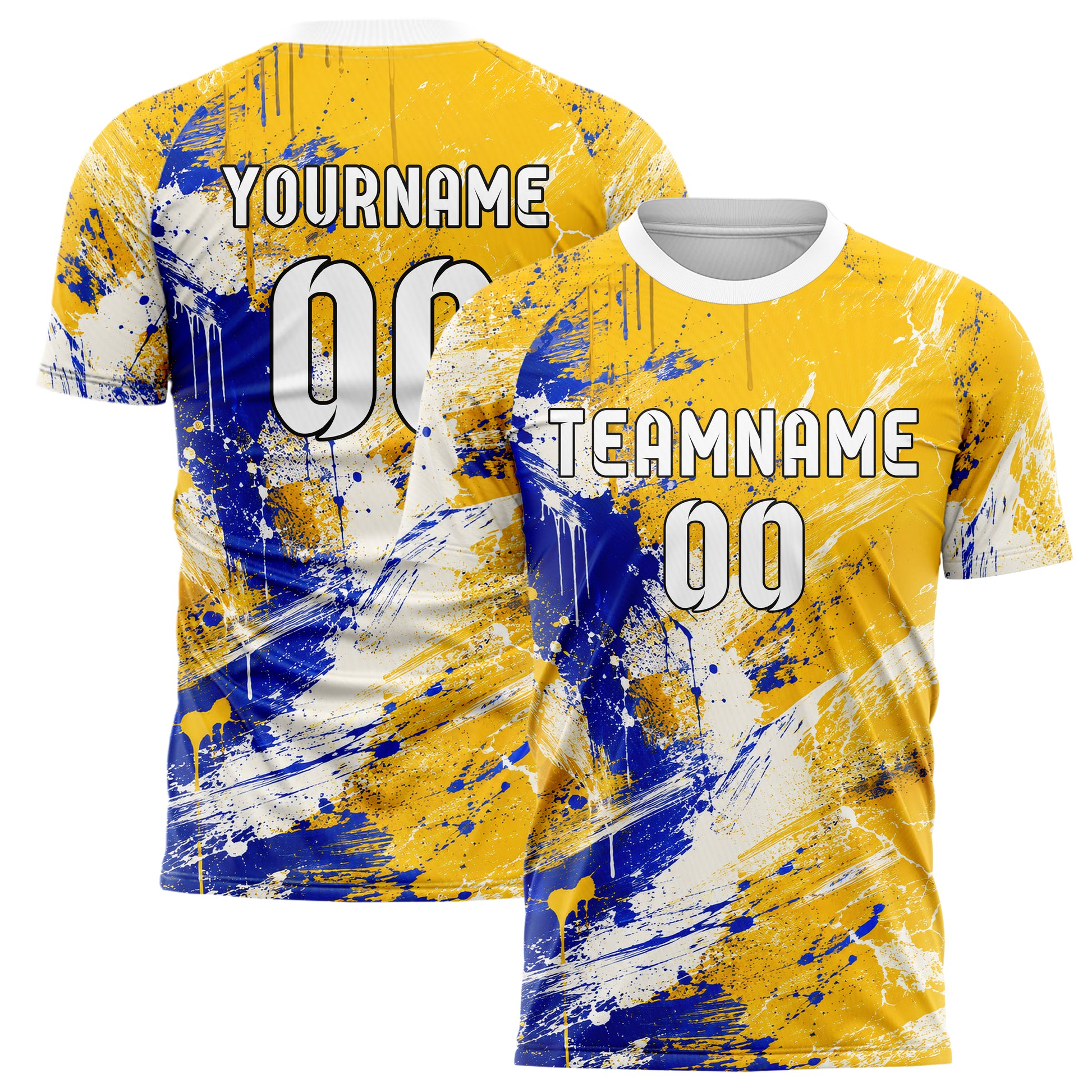 Gold klassisches Graffiti Grunge Smear Design 03-0129 individuelles Fußballtrikot main