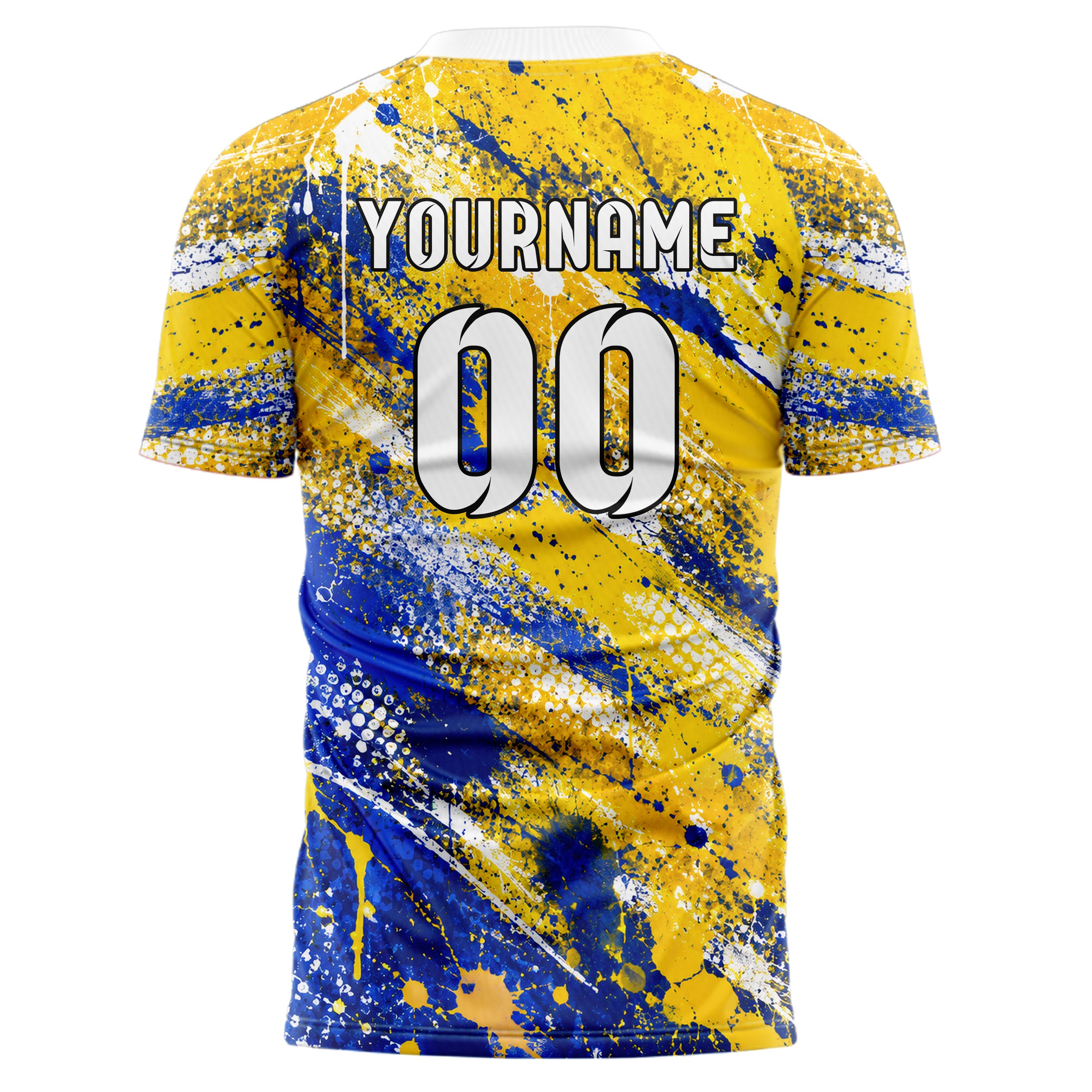 Gold klassisches Graffiti Spray Splatter Design 03-0264 individuelles Fußballtrikot back