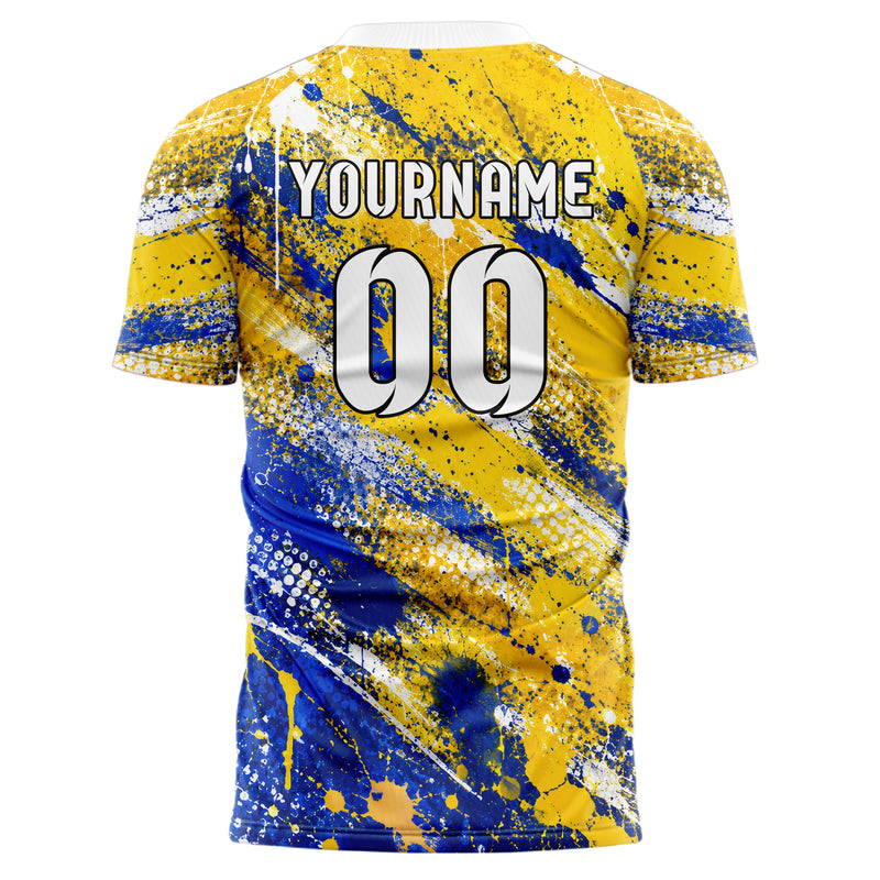 Gold klassisches Graffiti Spray Splatter Design 03-0264 individuelles Fußballtrikot back