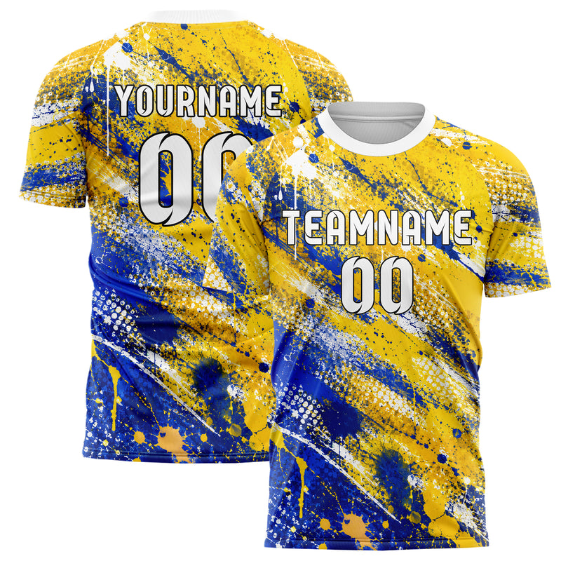 Gold klassisches Graffiti Spray Splatter Design 03-0264 individuelles Fußballtrikot main