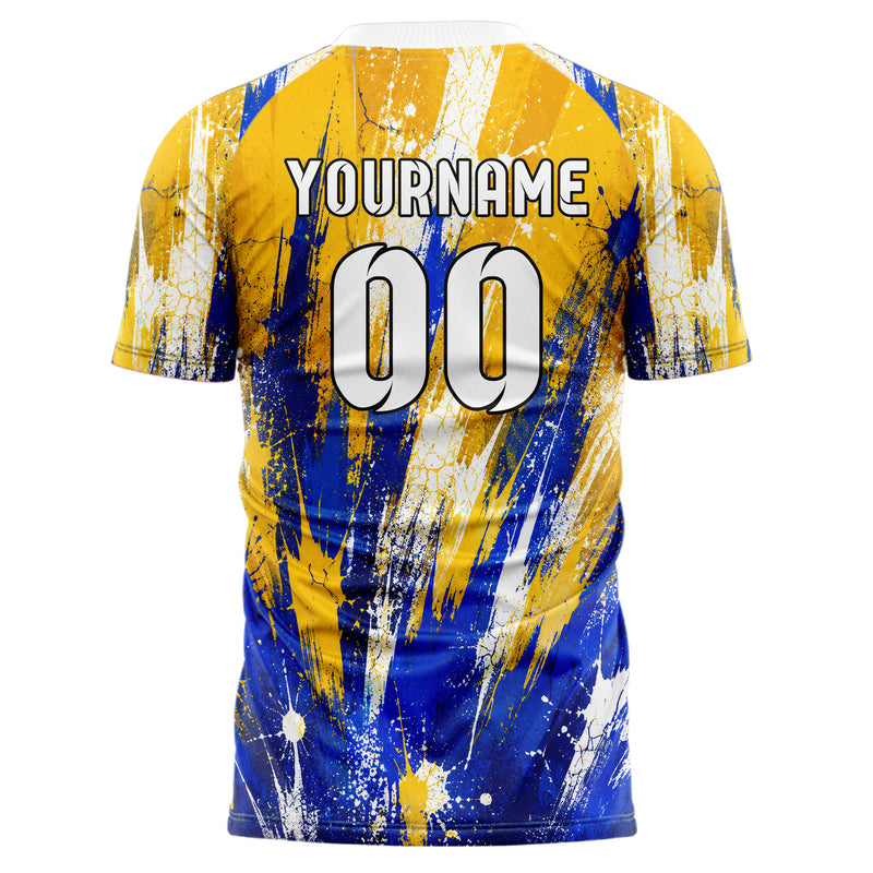 Gold klassisches Graffiti Spray Splatter Design 03-0288 individuelles Fußballtrikot back