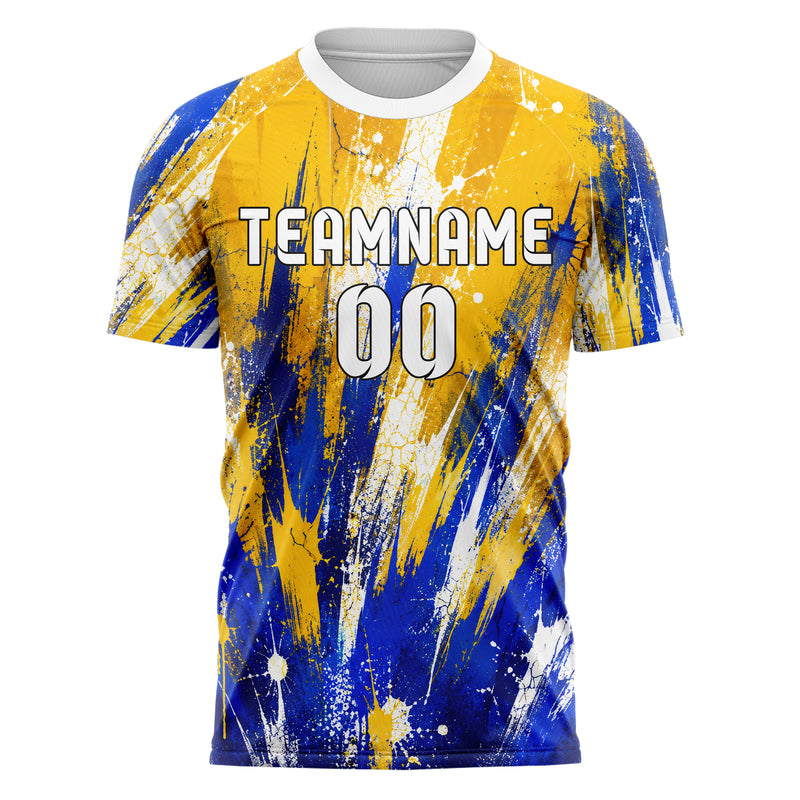 Gold klassisches Graffiti Spray Splatter Design 03-0288 individuelles Fußballtrikot front