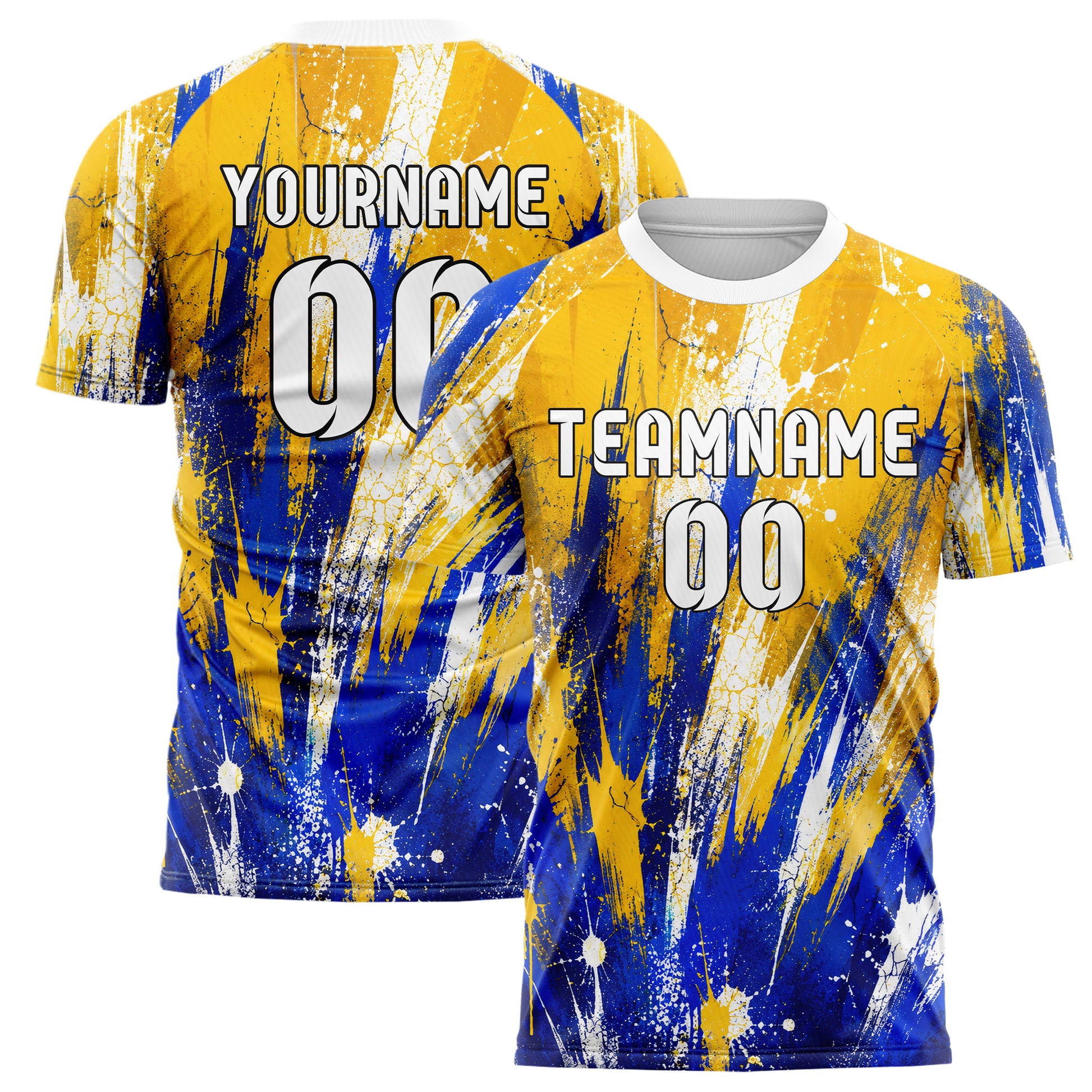 Gold klassisches Graffiti Spray Splatter Design 03-0288 individuelles Fußballtrikot main