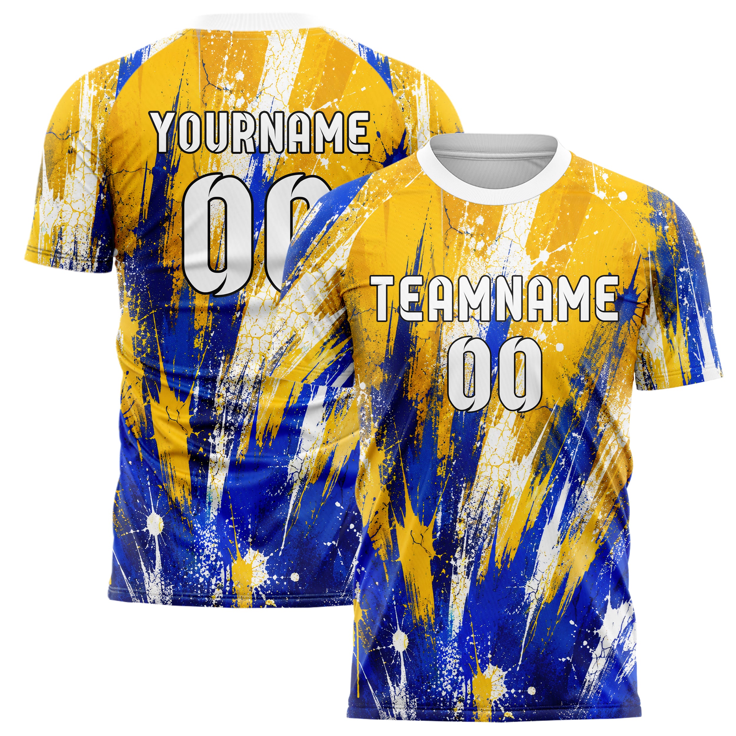 Gold klassisches Graffiti Spray Splatter Design 03-0288 individuelles Fußballtrikot main