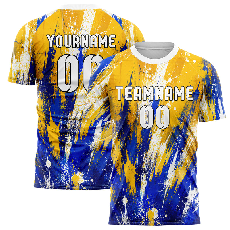Gold klassisches Graffiti Spray Splatter Design 03-0288 individuelles Fußballtrikot main