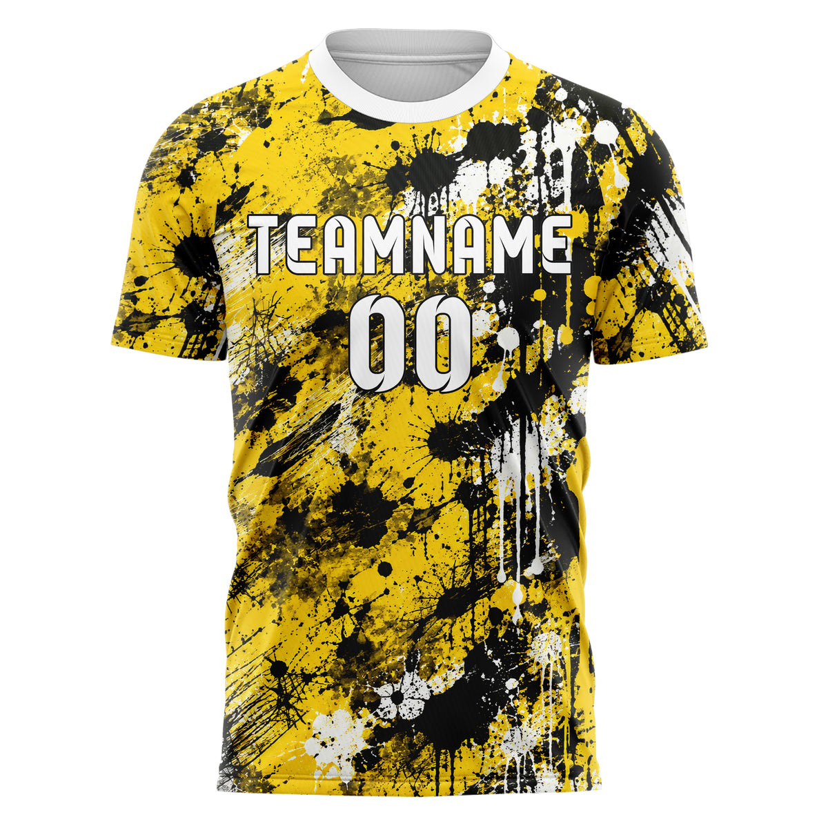 Gelb lebendiges Graffiti Drip Paint Design 03-0164 individuelles Fußballtrikot front
