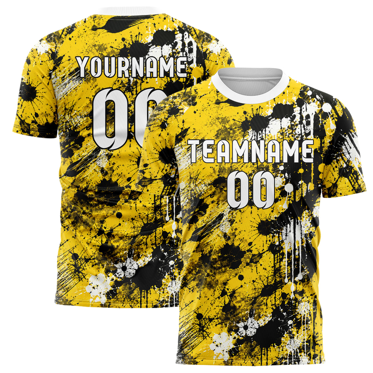 Gelb lebendiges Graffiti Drip Paint Design 03-0164 individuelles Fußballtrikot main