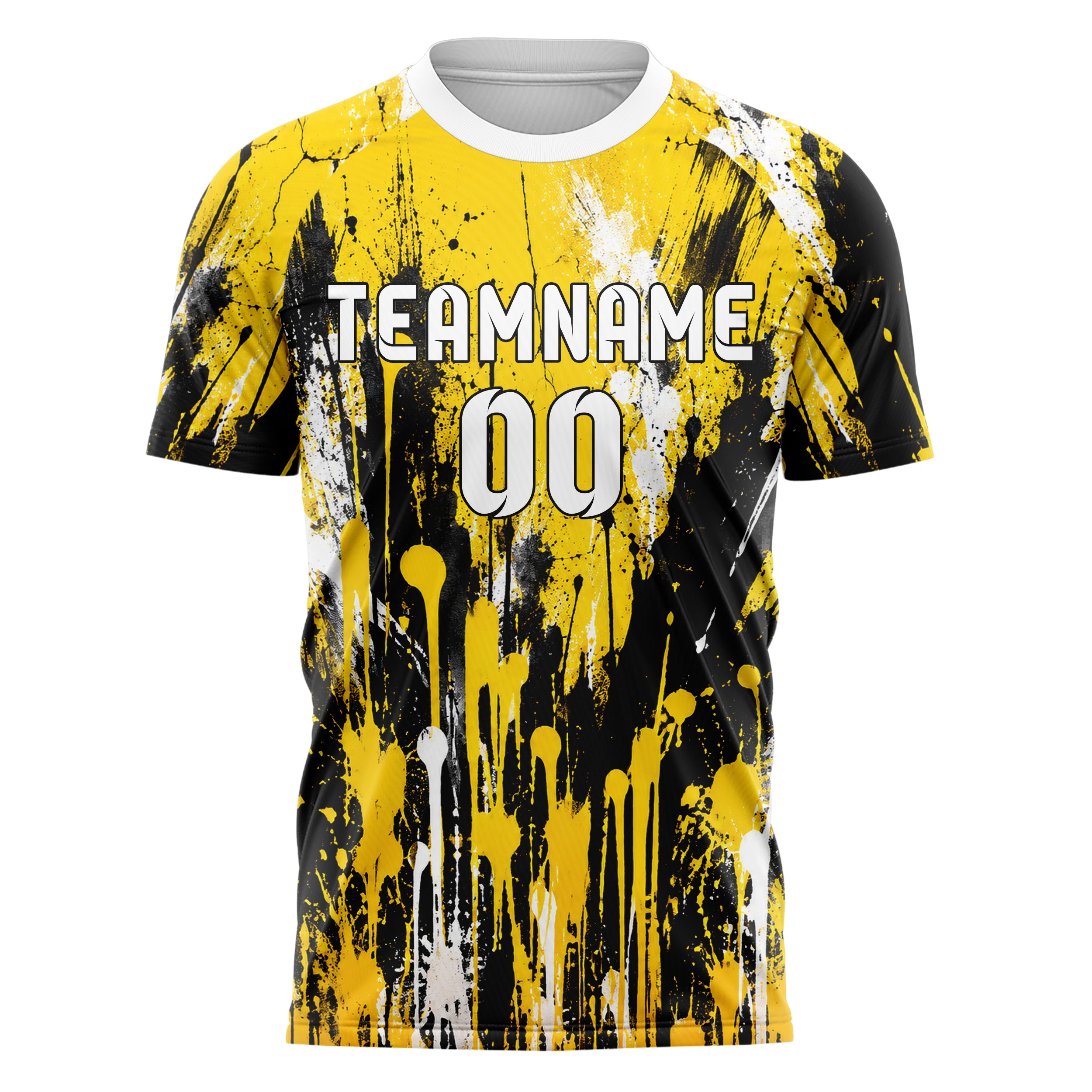 Gelb lebendiges Graffiti Drip Paint Design 03-0212 individuelles Fußballtrikot front