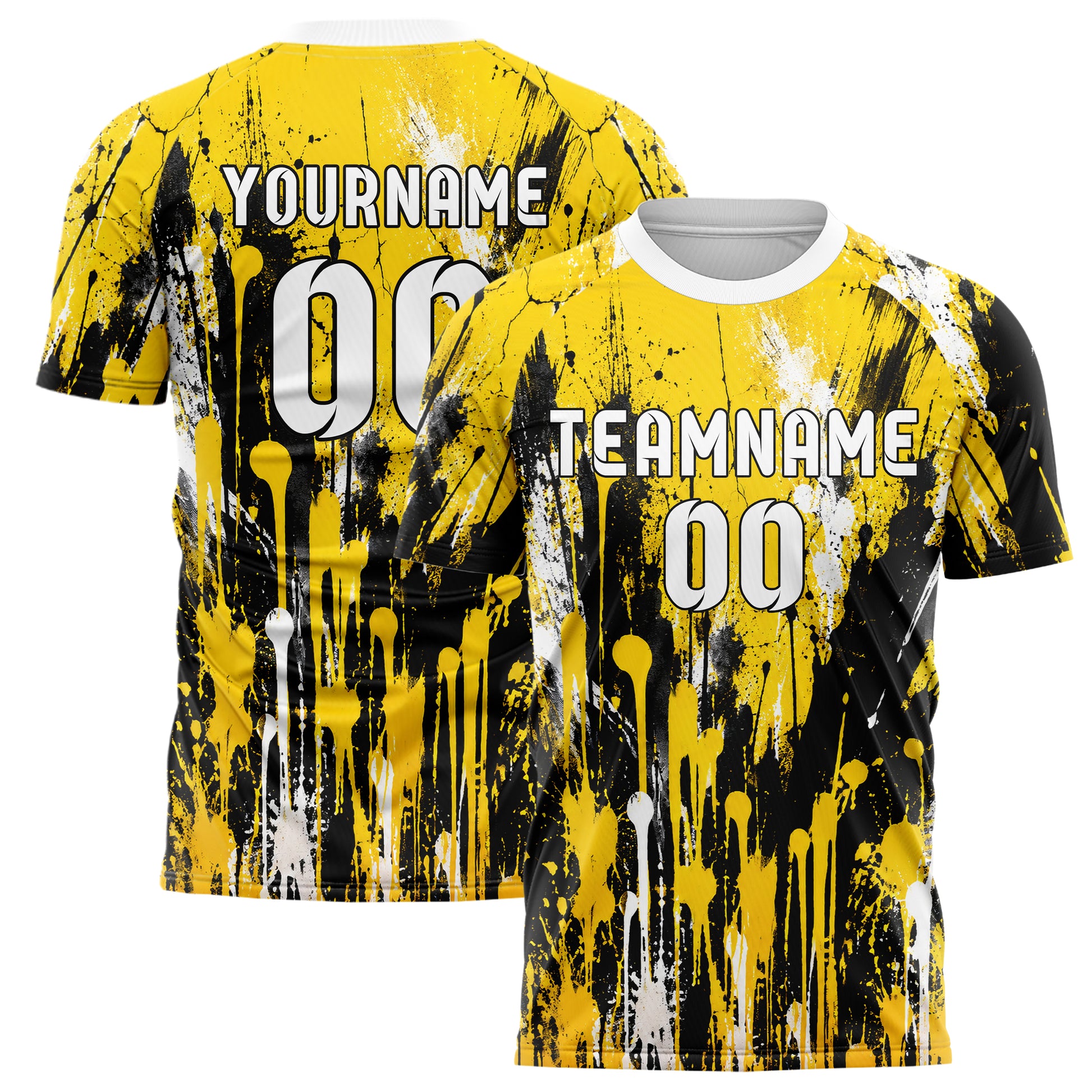 Gelb lebendiges Graffiti Drip Paint Design 03-0212 individuelles Fußballtrikot main
