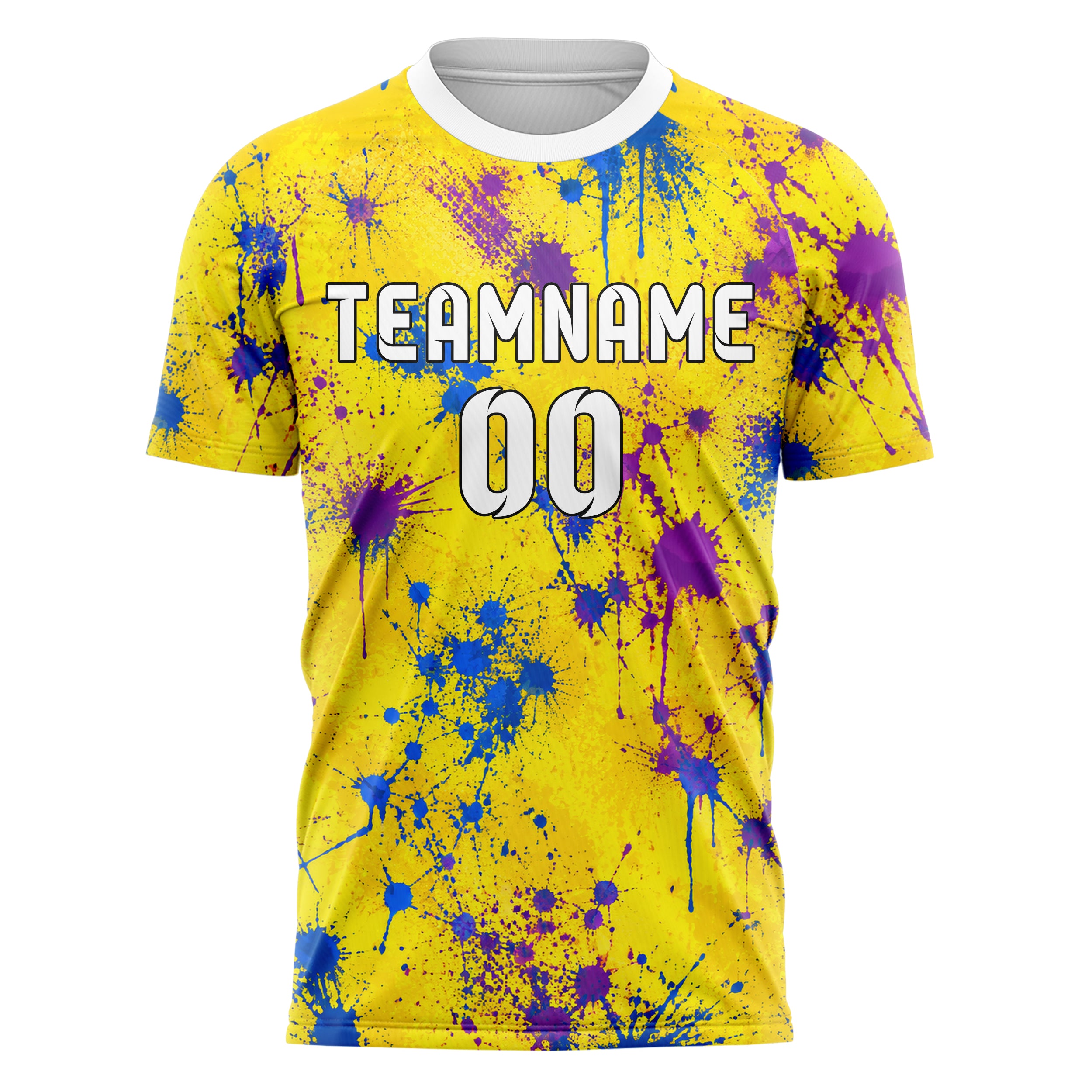 Gelb lebendiges Graffiti Drip Paint Design 03-0292 individuelles Fußballtrikot front