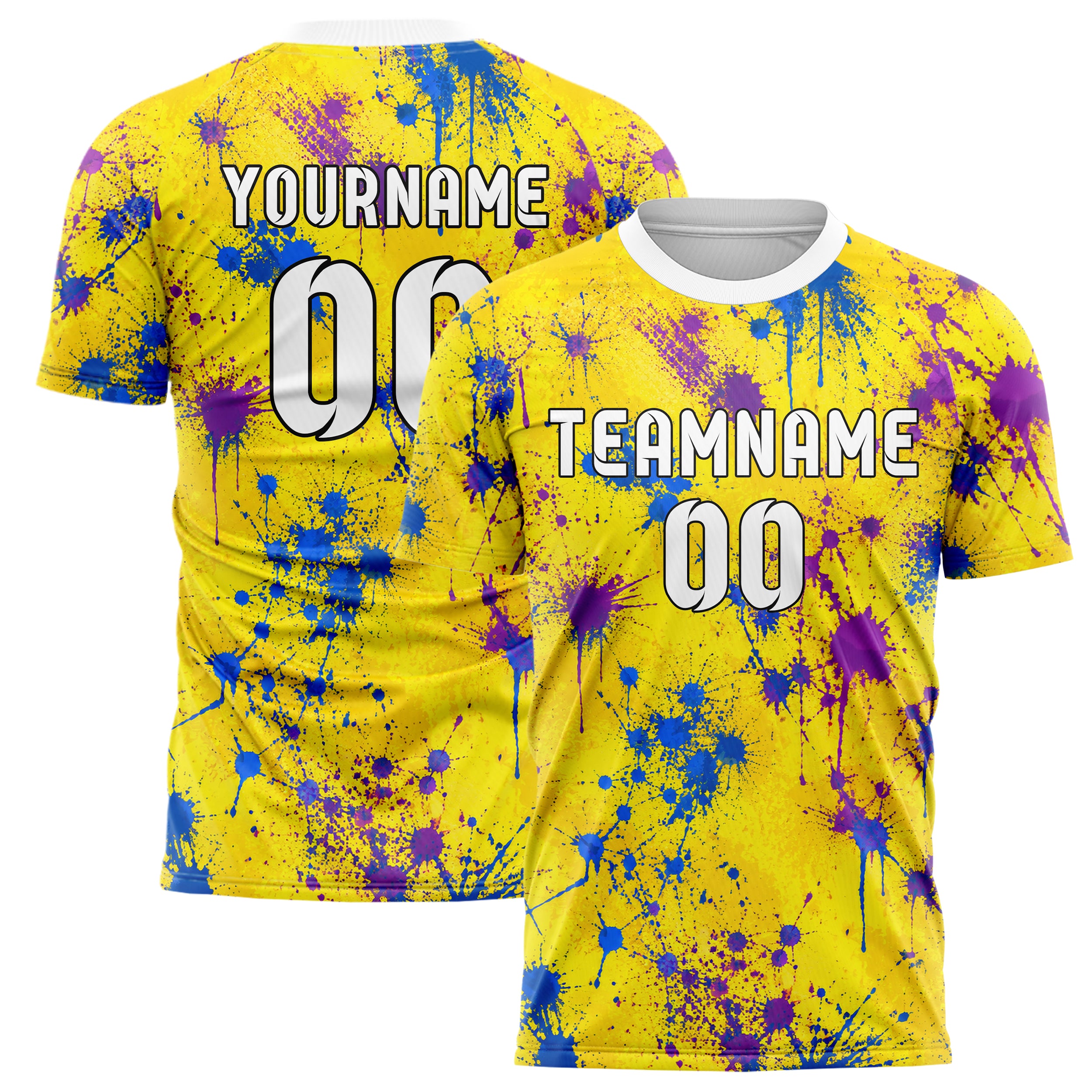 Gelb lebendiges Graffiti Drip Paint Design 03-0292 individuelles Fußballtrikot main