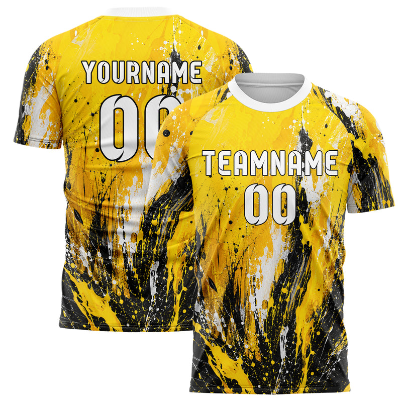 Gelb lebendiges Graffiti Grunge Smear Design 03-0065 individuelles Fußballtrikot main