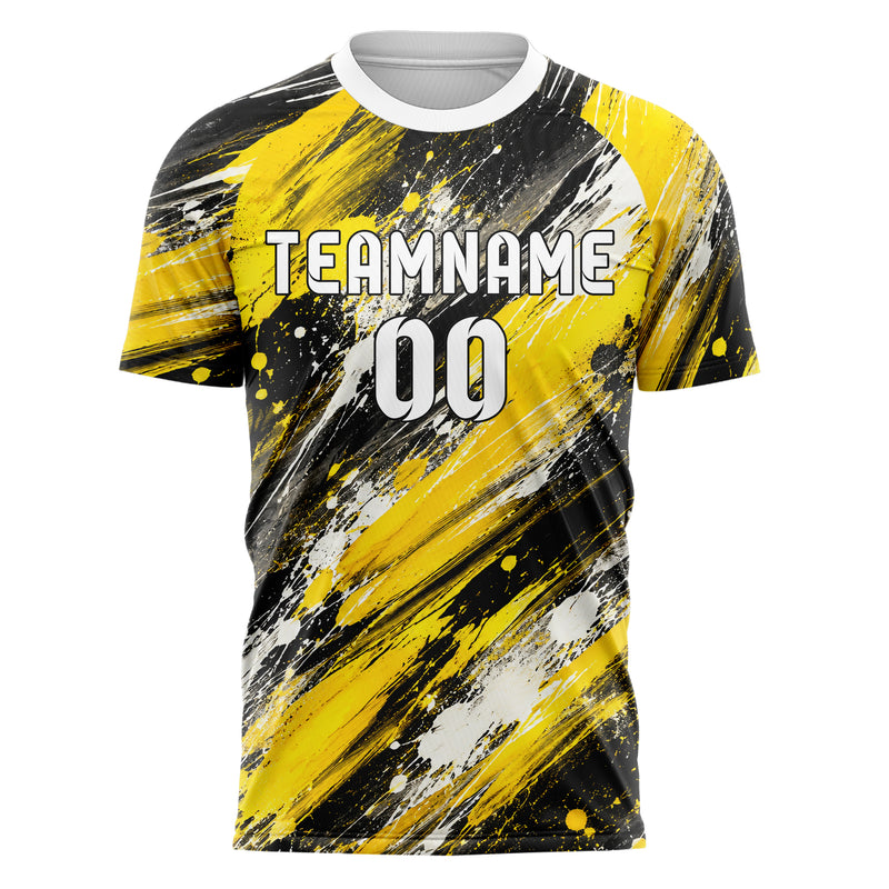 Gelb lebendiges Graffiti Grunge Smear Design 03-0137 individuelles Fußballtrikot front