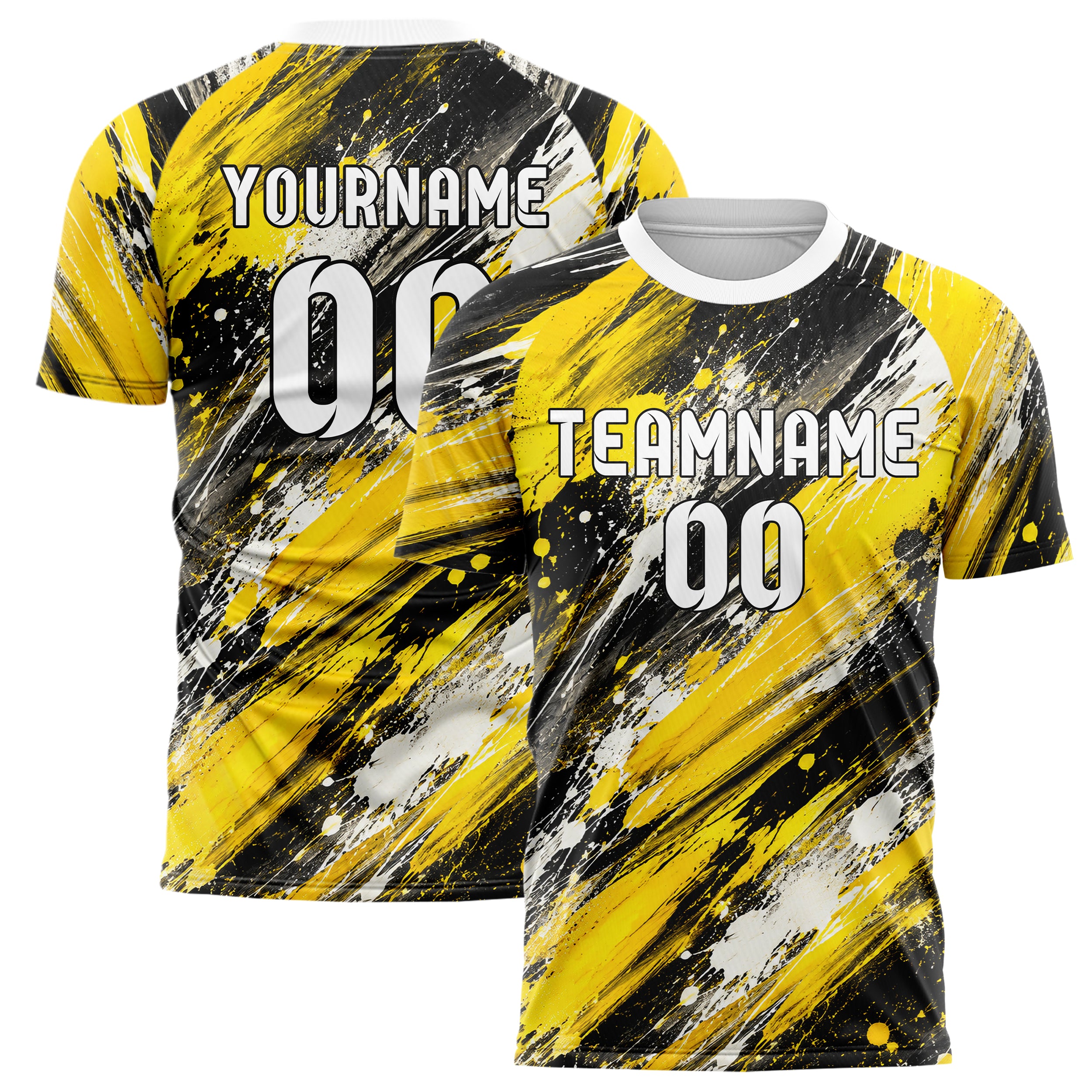 Gelb lebendiges Graffiti Grunge Smear Design 03-0137 individuelles Fußballtrikot main