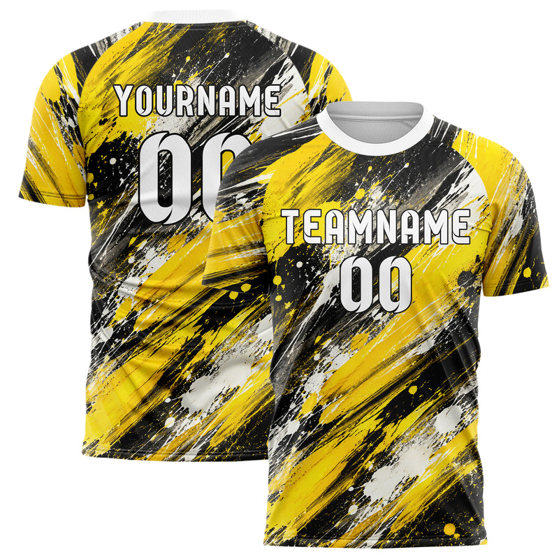Gelb lebendiges Graffiti Grunge Smear Design 03-0137 individuelles Fußballtrikot main
