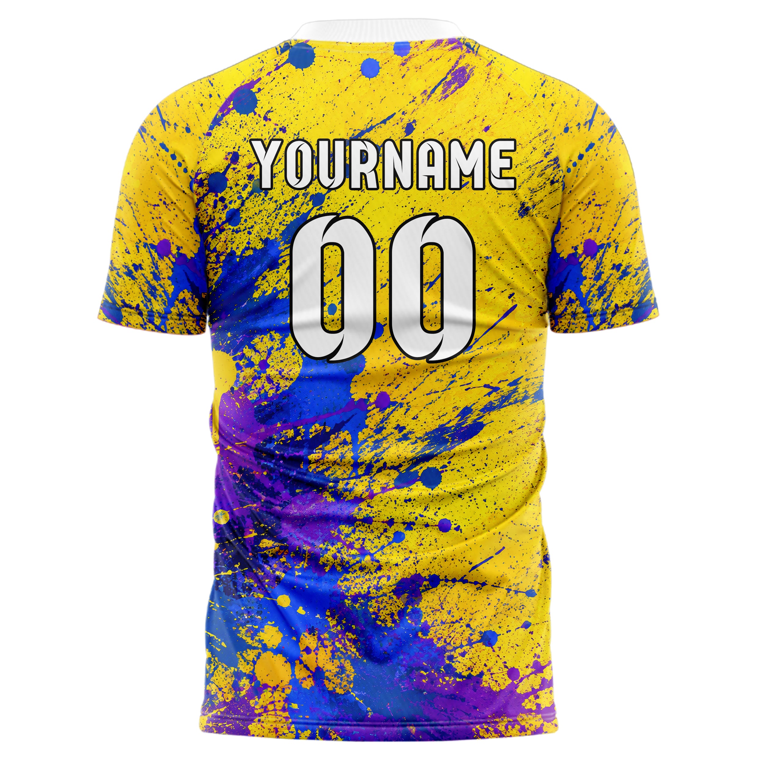 Gelb lebendiges Graffiti Ink Splash Design 03-0013 individuelles Fußballtrikot back
