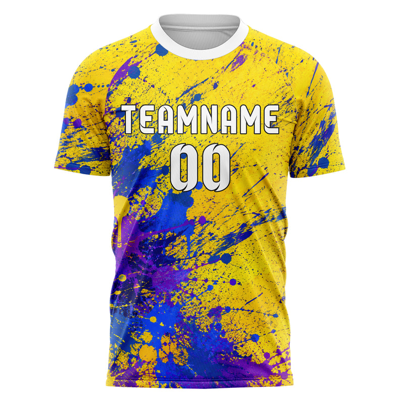 Gelb lebendiges Graffiti Ink Splash Design 03-0013 individuelles Fußballtrikot front
