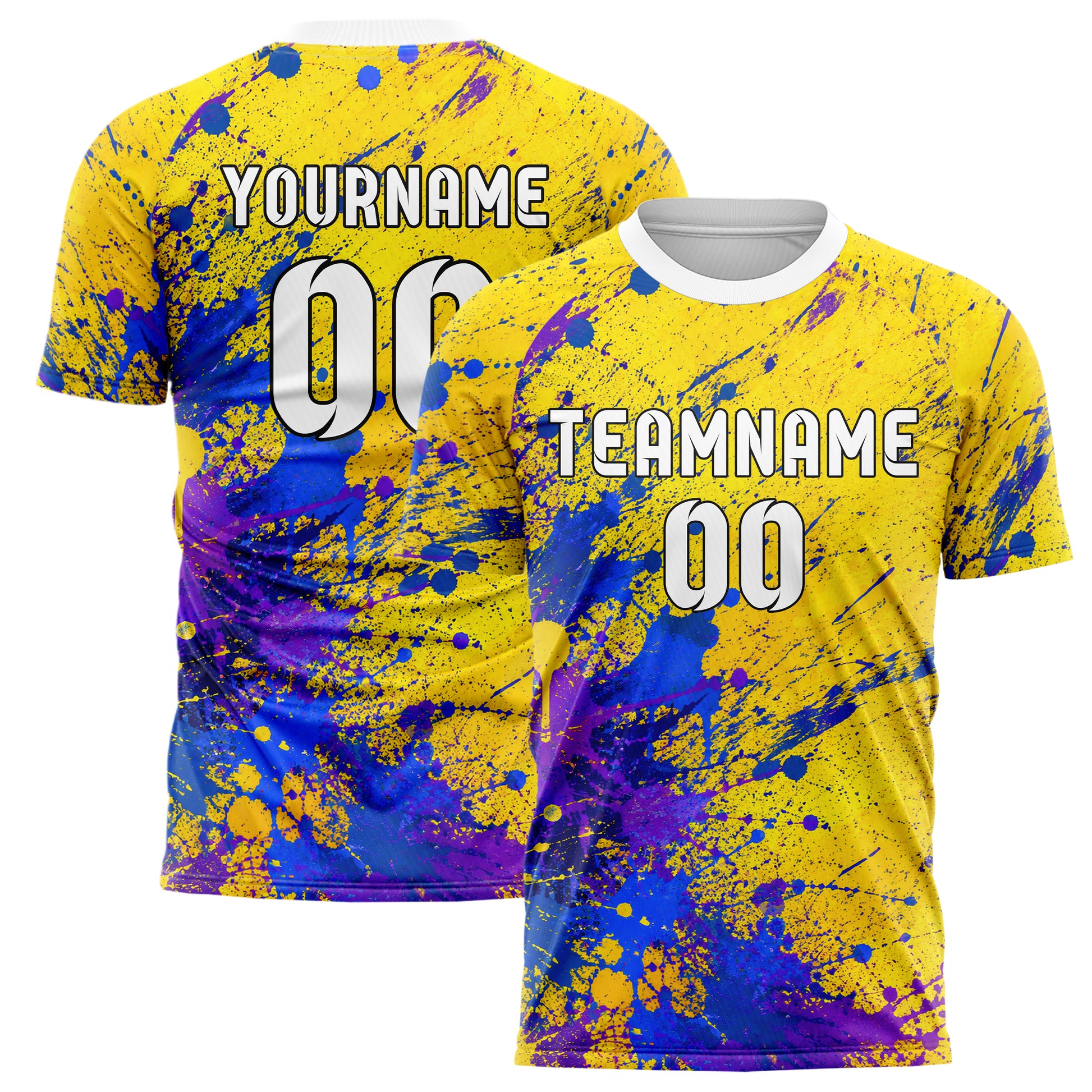 Gelb lebendiges Graffiti Ink Splash Design 03-0013 individuelles Fußballtrikot main