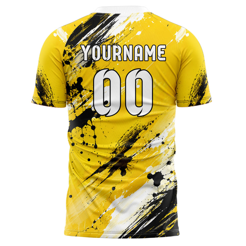 Gelb lebendiges Graffiti Ink Splash Design 03-0125 individuelles Fußballtrikot back
