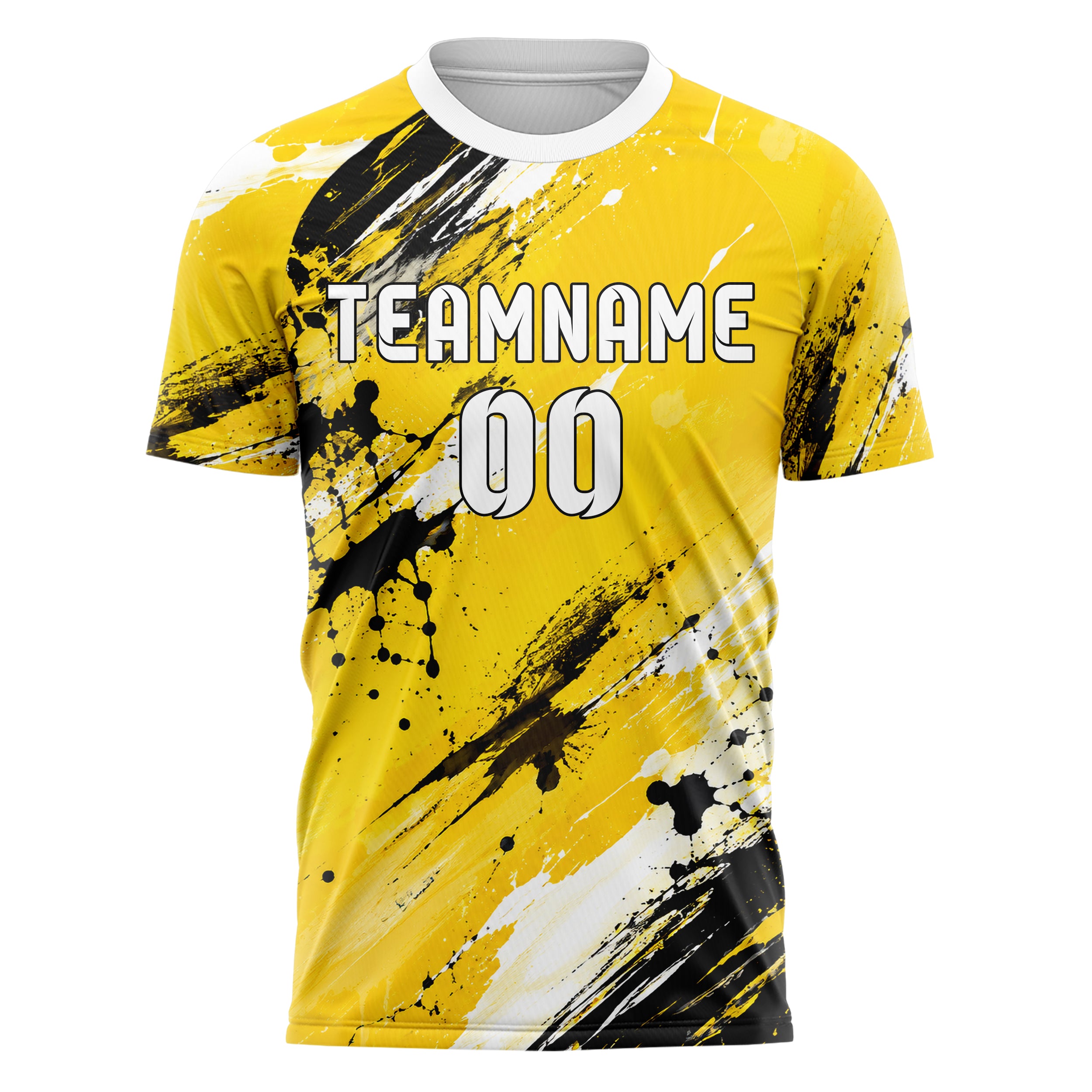 Gelb lebendiges Graffiti Ink Splash Design 03-0125 individuelles Fußballtrikot front