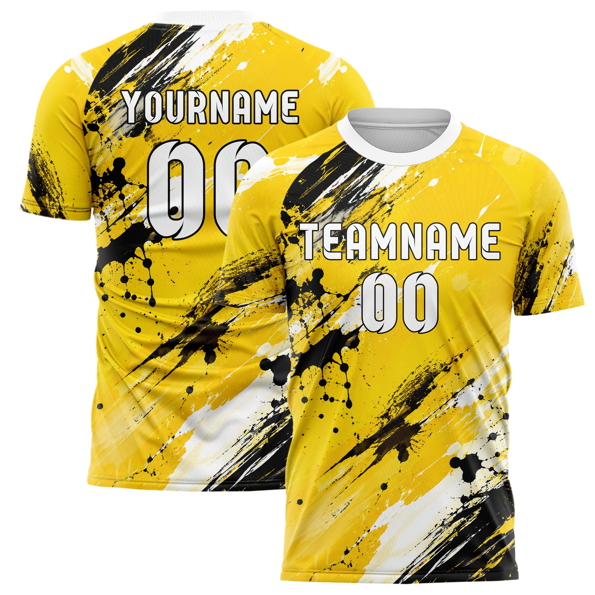 Gelb lebendiges Graffiti Ink Splash Design 03-0125 individuelles Fußballtrikot main
