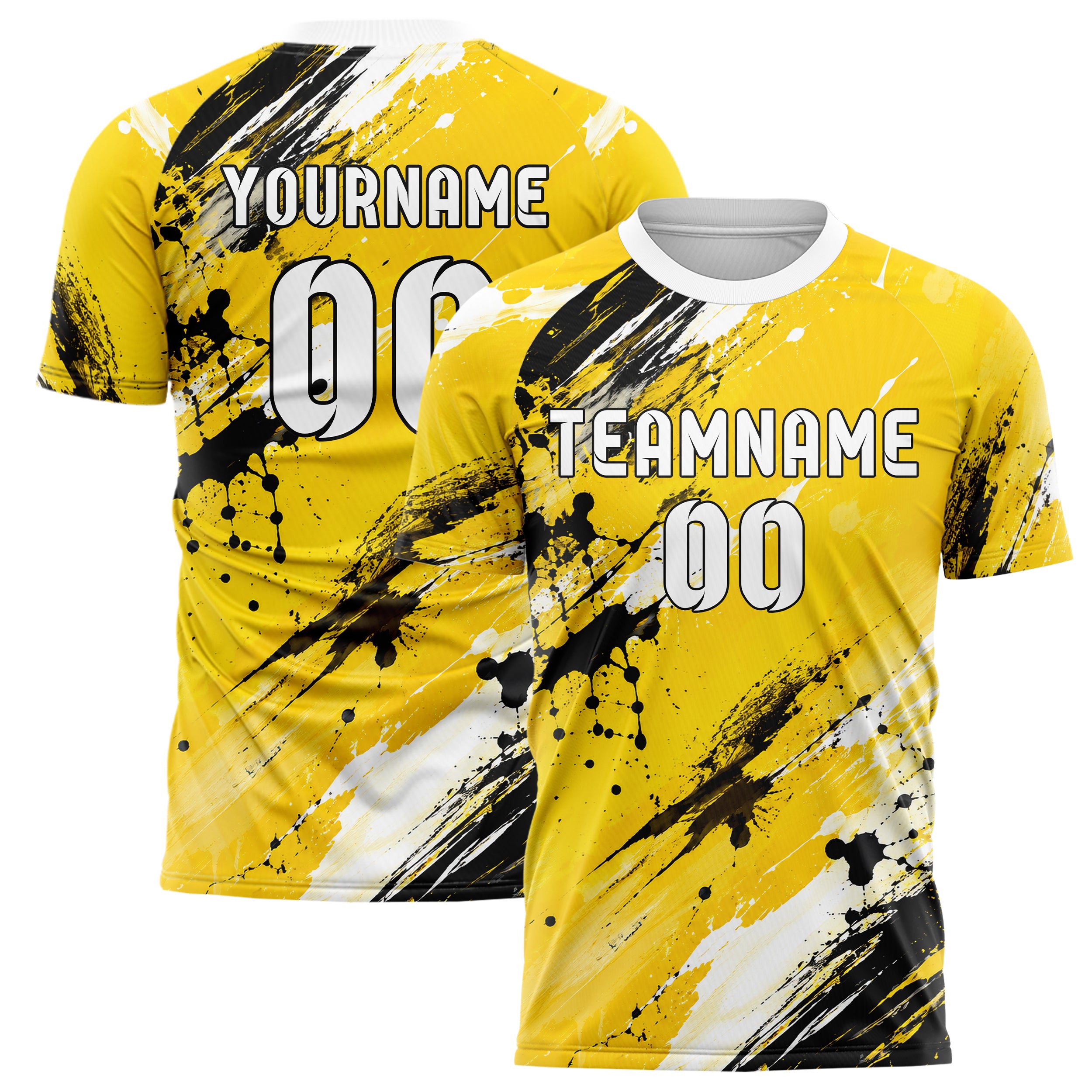 Gelb lebendiges Graffiti Ink Splash Design 03-0125 individuelles Fußballtrikot main