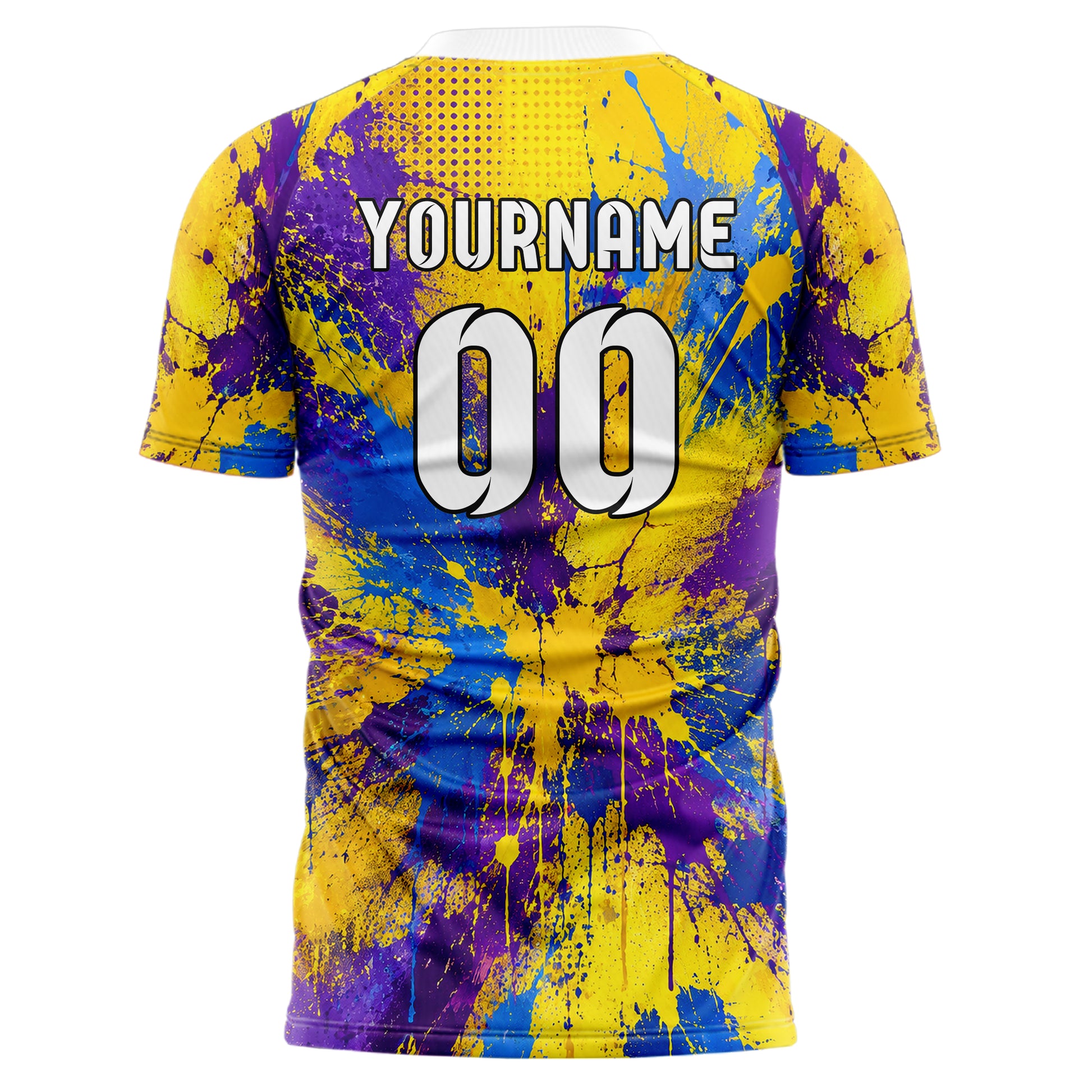 Gelb lebendiges Graffiti Ink Splash Design 03-0325 individuelles Fußballtrikot back