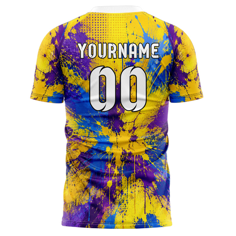 Gelb lebendiges Graffiti Ink Splash Design 03-0325 individuelles Fußballtrikot back