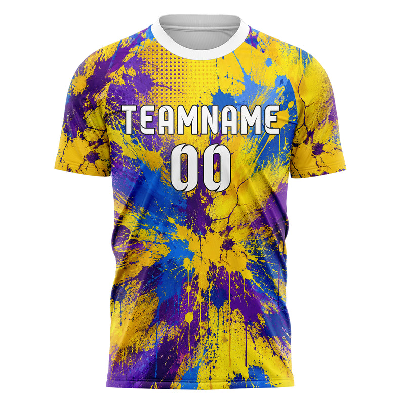 Gelb lebendiges Graffiti Ink Splash Design 03-0325 individuelles Fußballtrikot front