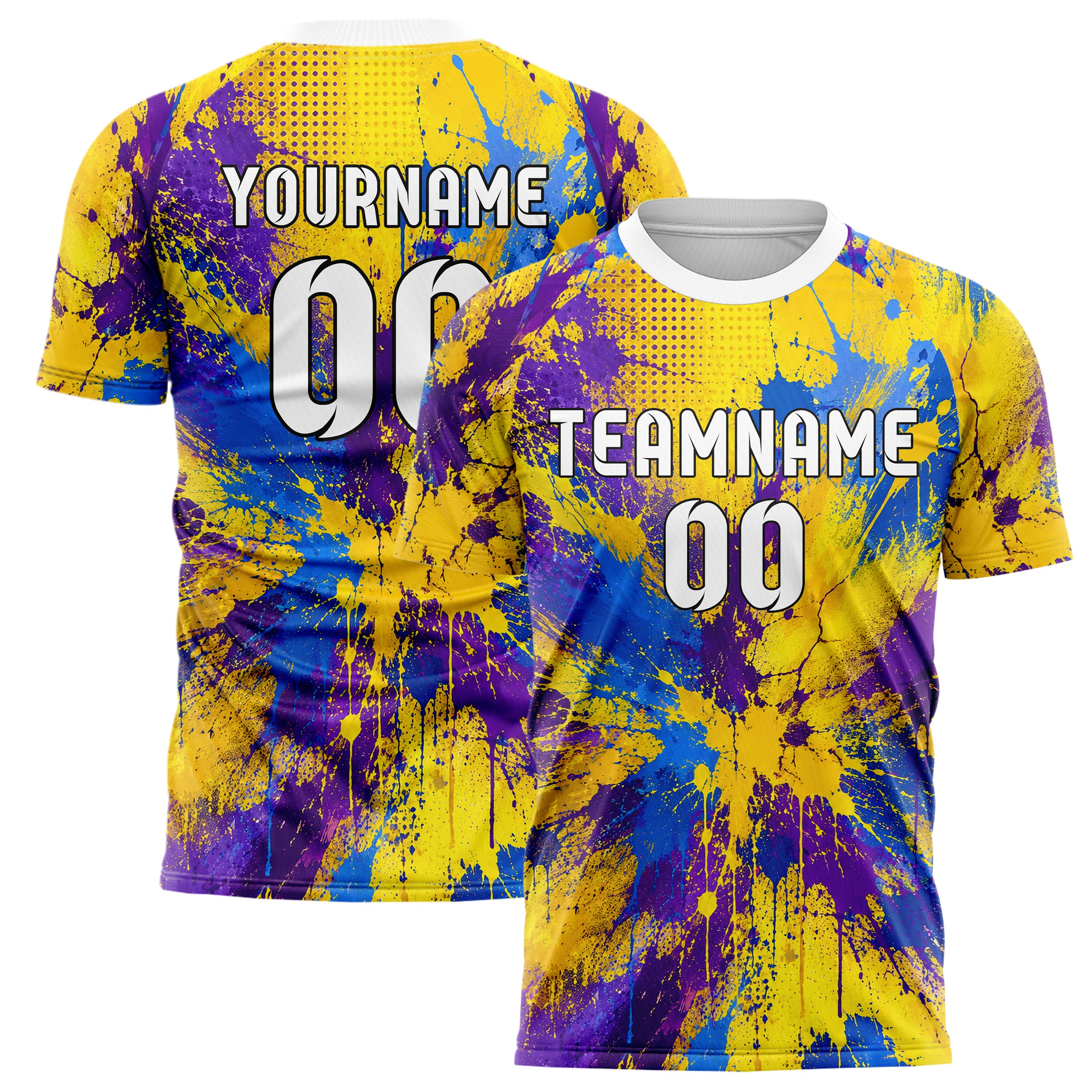 Gelb lebendiges Graffiti Ink Splash Design 03-0325 individuelles Fußballtrikot main