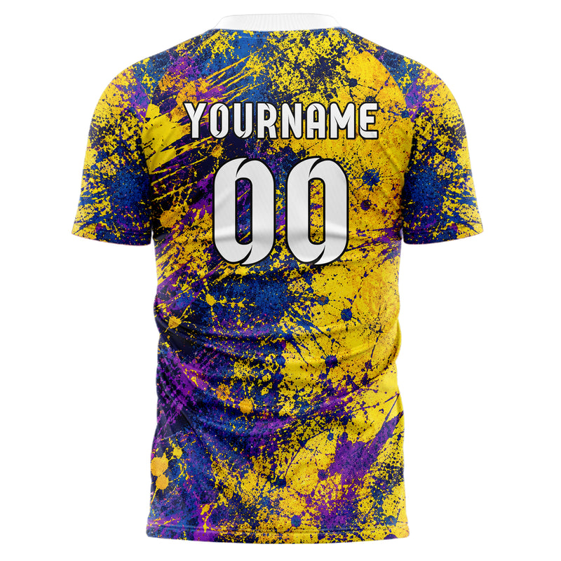 Gelb lebendiges Graffiti Scratch Marks Design 03-0166 individuelles Fußballtrikot back